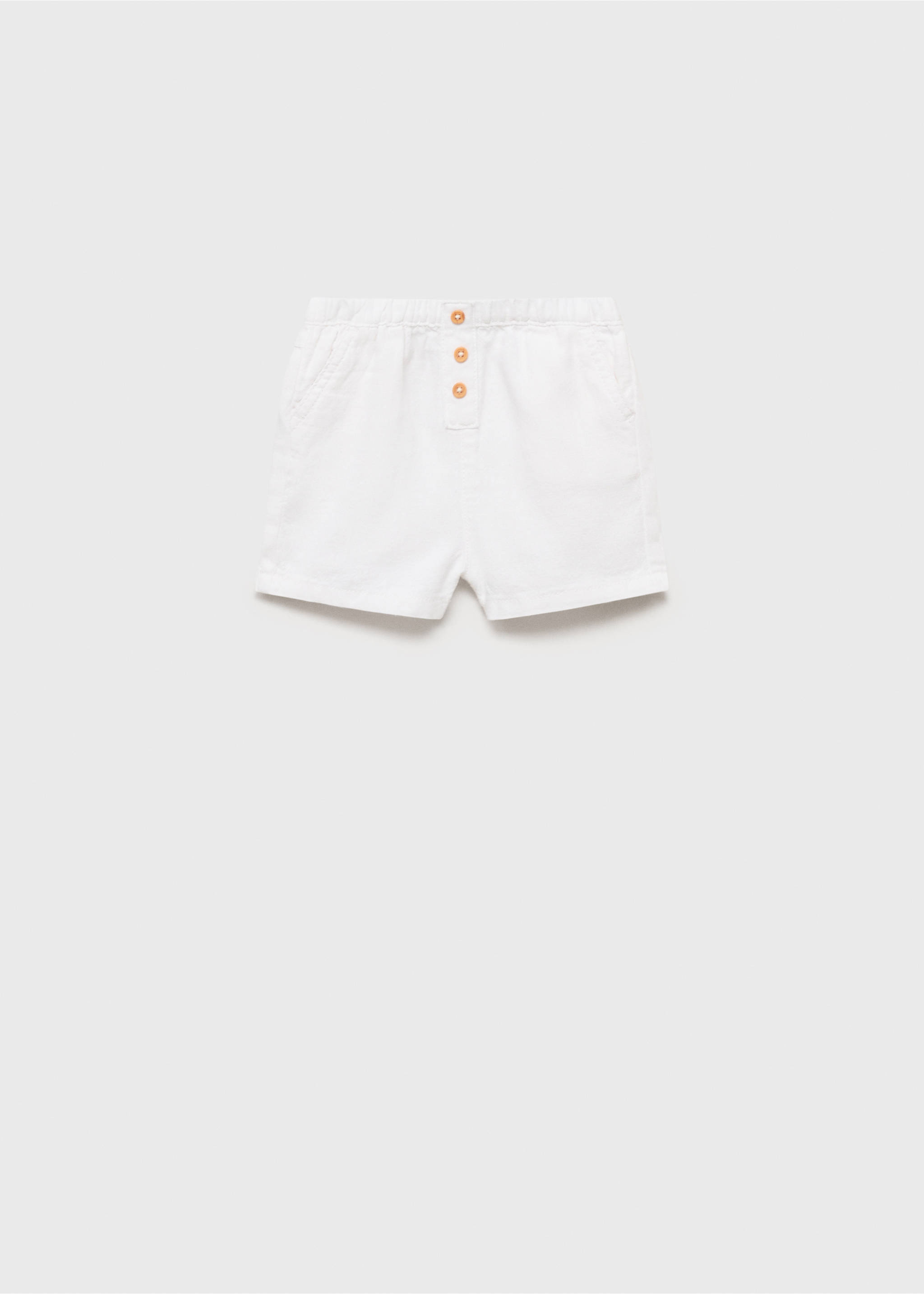 White kids' shorts with an elasticated waist and button placket., White. Ref: 87015949-00.