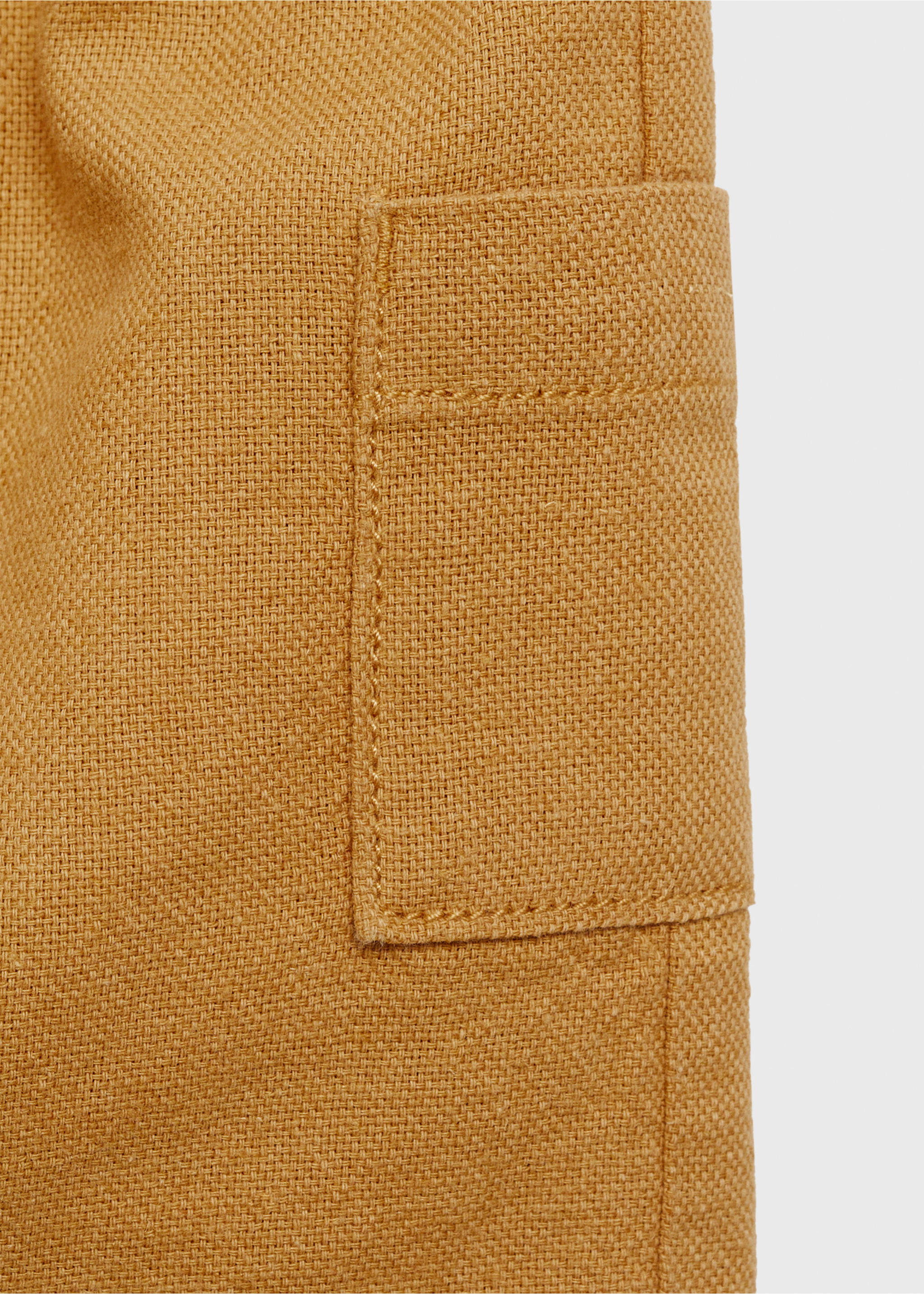 Cotton linen shorts - Details of the article 8, Mustard. Ref: 87015950-00.