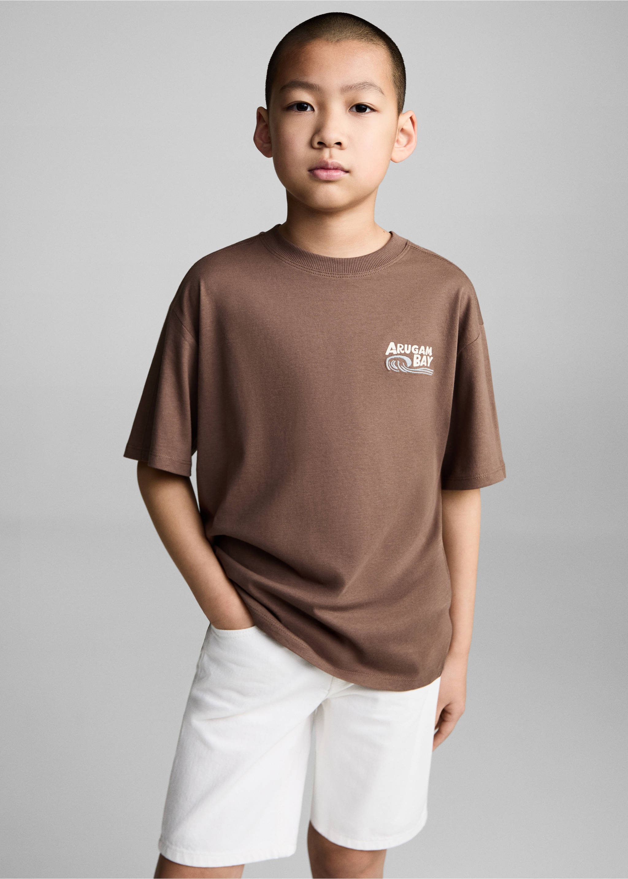 Palm print T-shirt - Medium plane, Brown. Ref: 87015953-00.