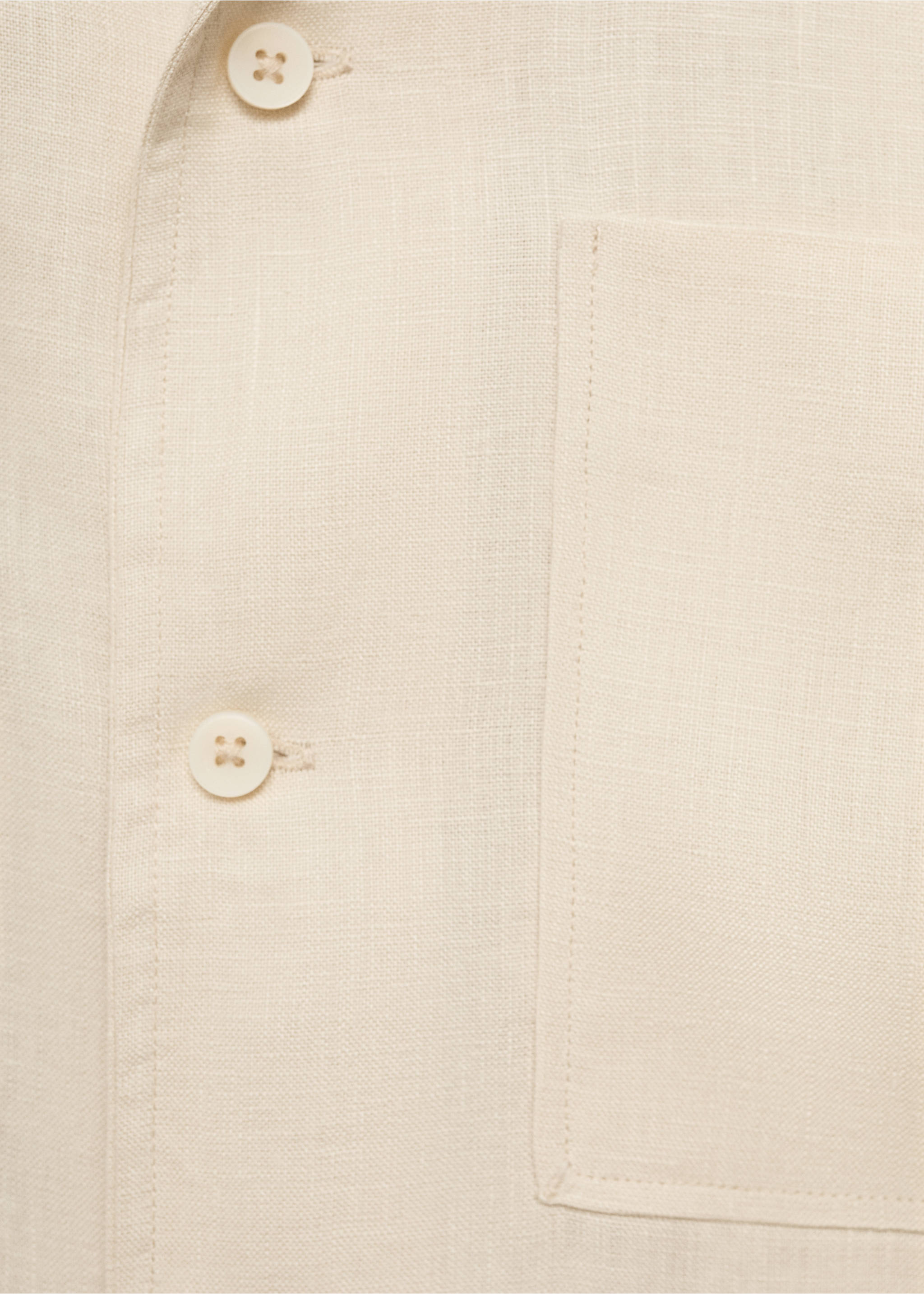 Camisa de 100% linho com gola bowling - Pormenor do artigo 0, Branco-marfim. Ref: 87015954-00.