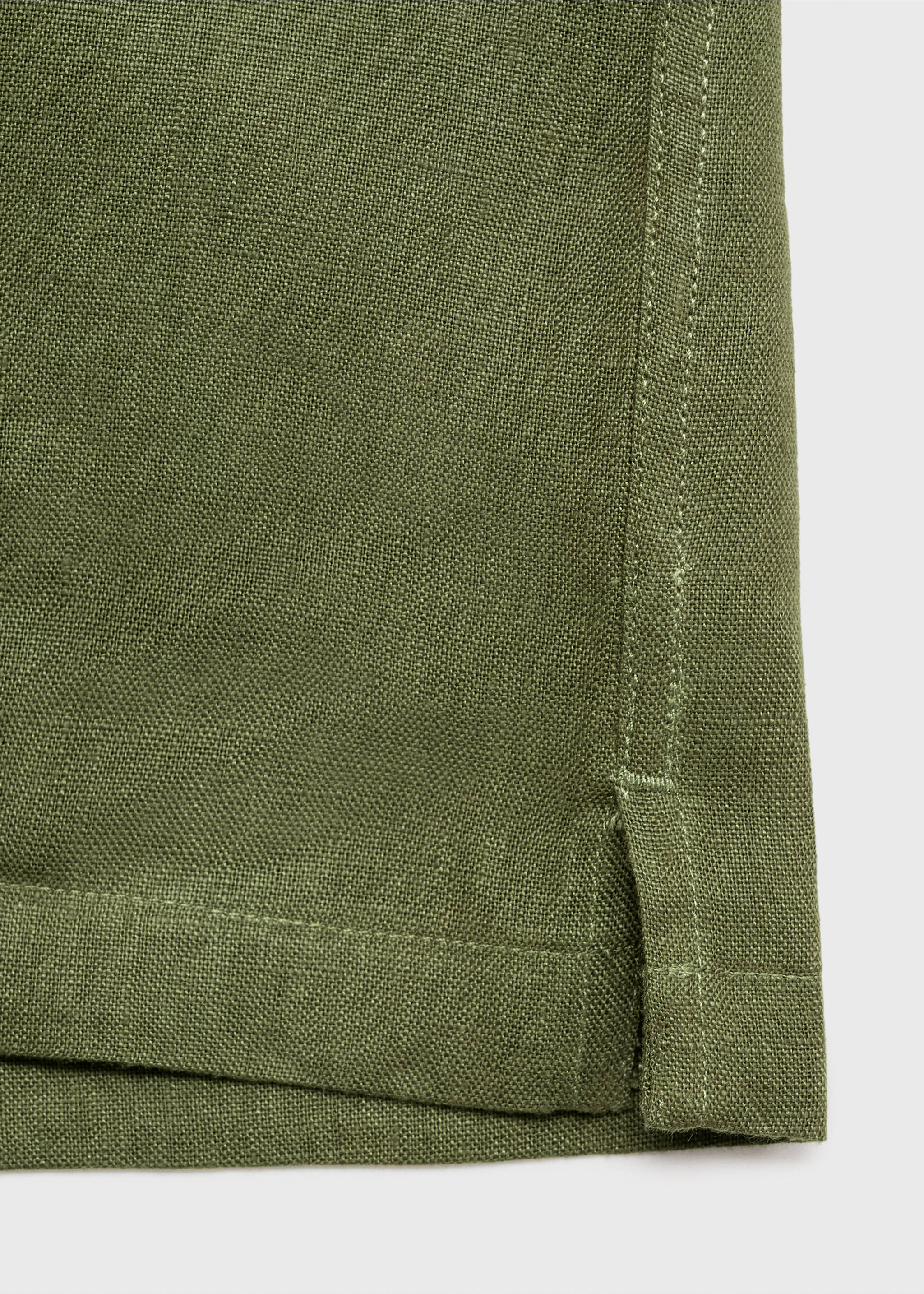 100% linen bowling-collar shirt - Details of the article 0, Green. Ref: 87015954-00.