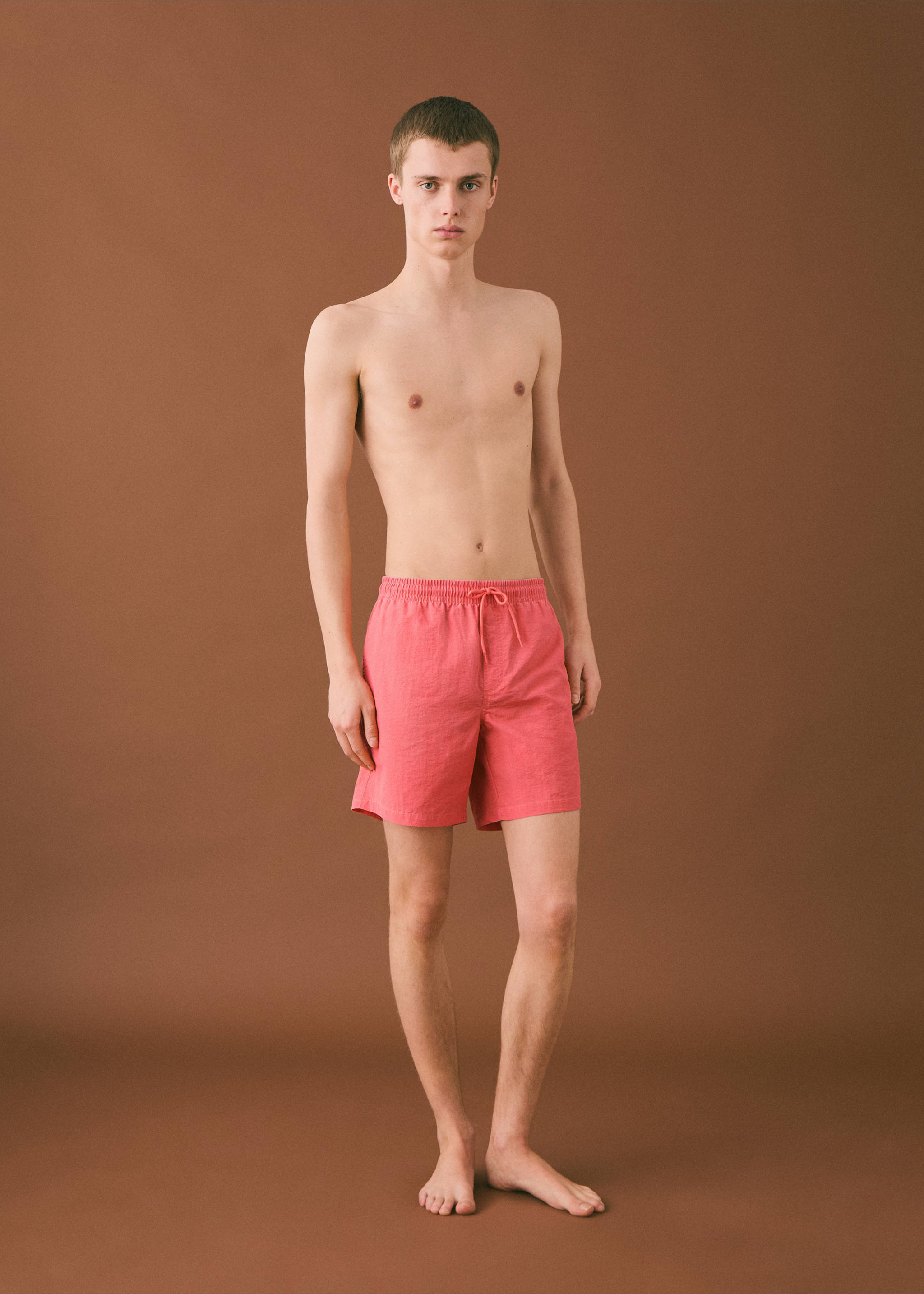 Textured lace swimsuit - General plane, Red. Ref: 87015956-00.