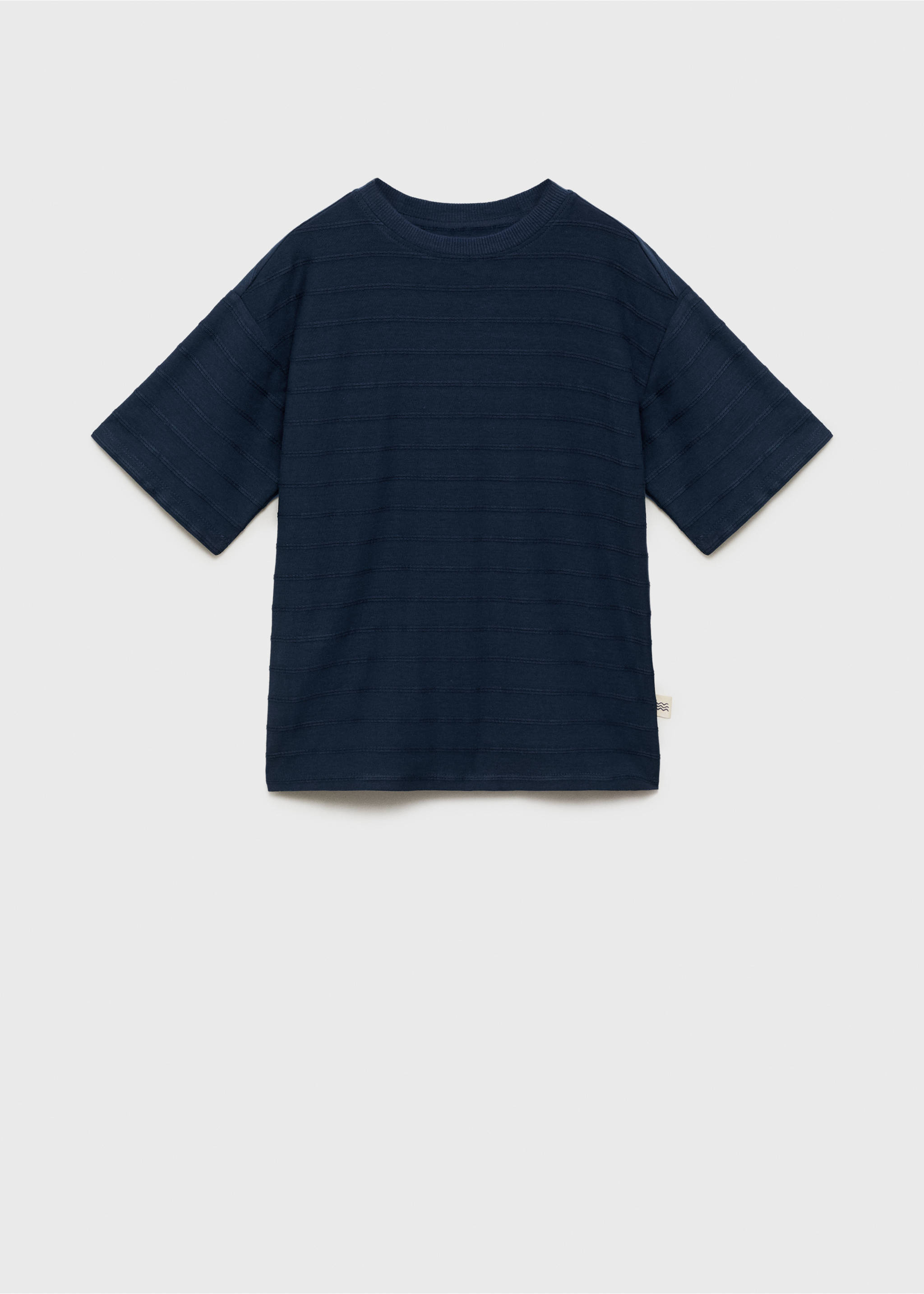 Embossed striped cotton T-shirt - Article without model, Dark Navy. Ref: 87015963-00.