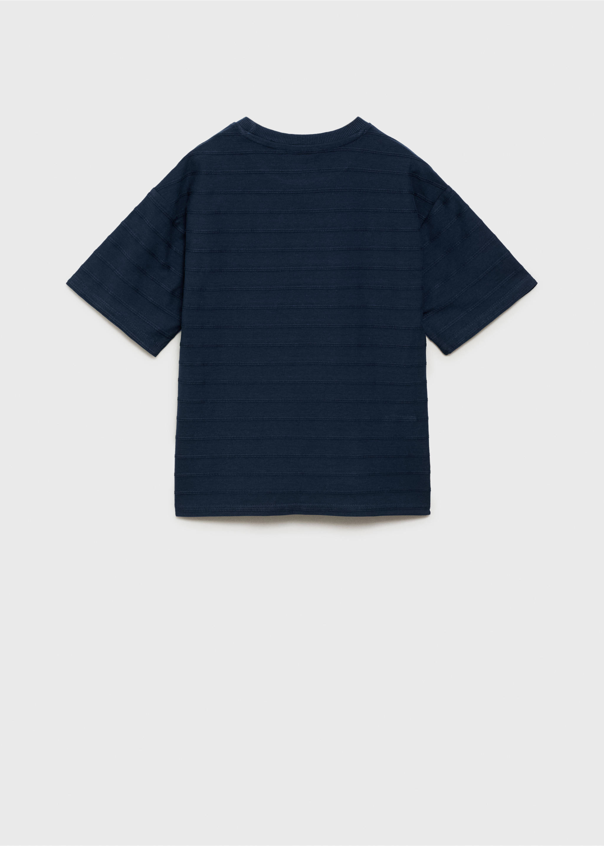 Embossed striped cotton T-shirt - Reverse of the article, Dark Navy. Ref: 87015963-00.