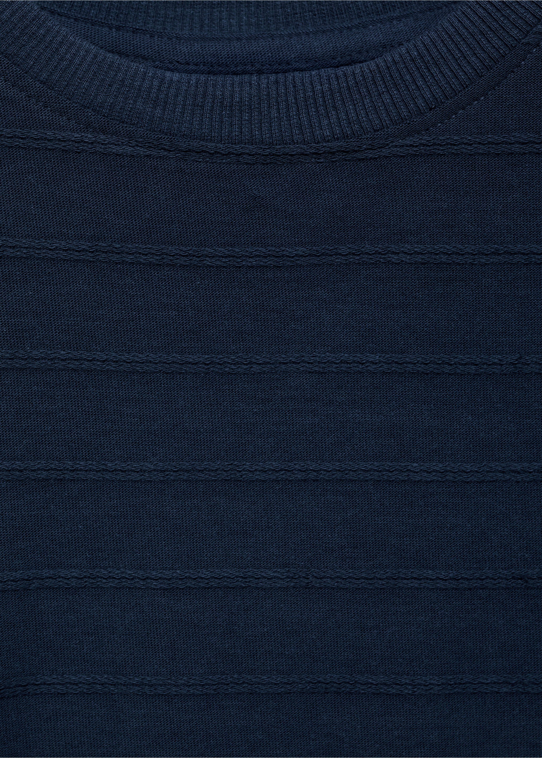 Embossed striped cotton T-shirt - Details of the article 8, Dark Navy. Ref: 87015963-00.