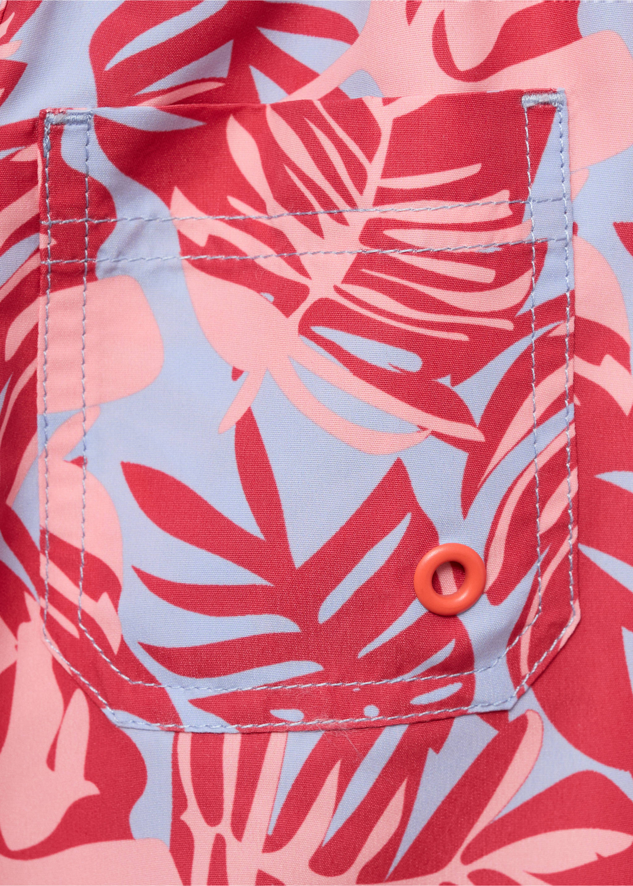 Leaf-print swimsuit - Details of the article 0, Coral Red. Ref: 87015964-00.