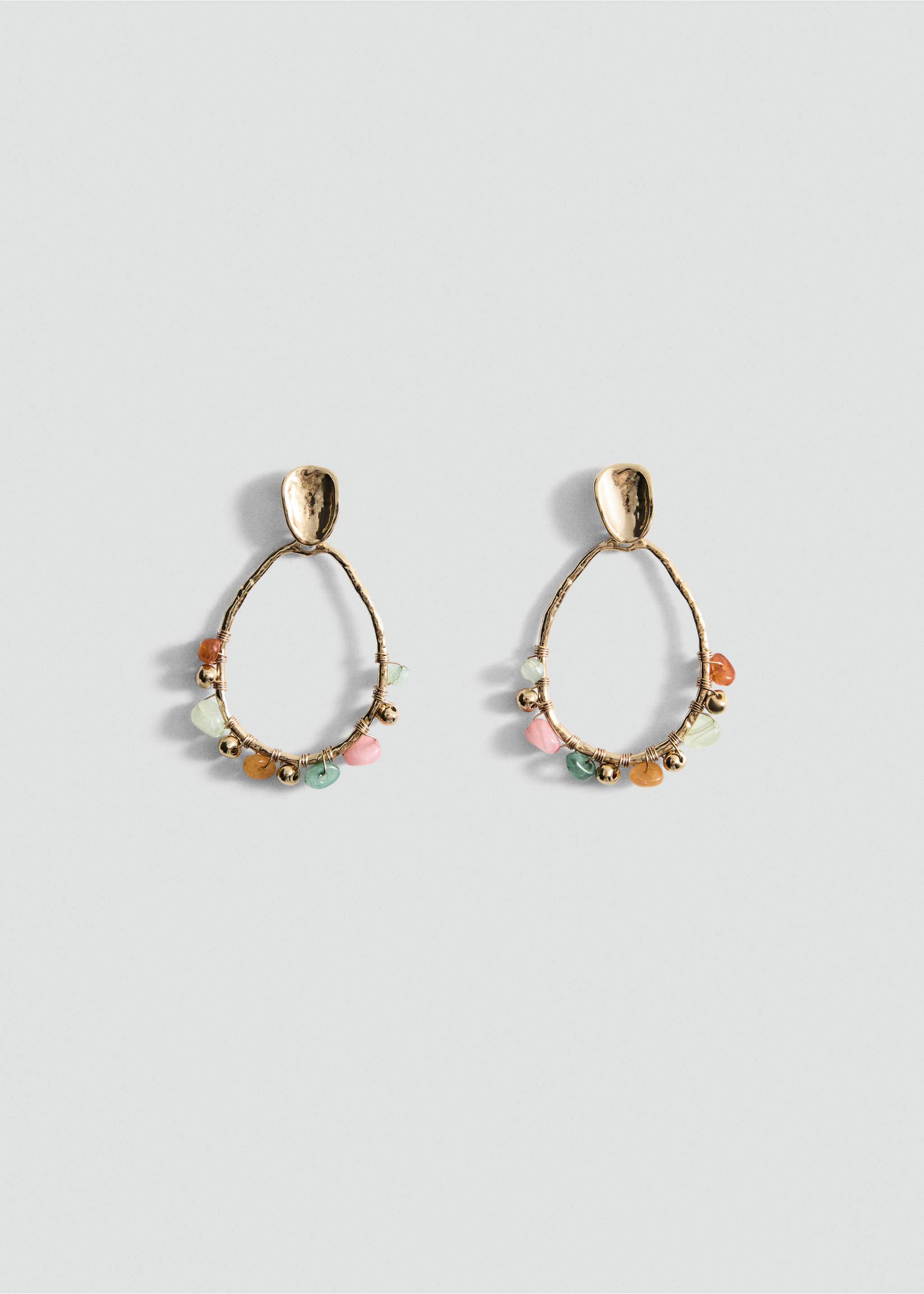 Hanging hoop earrings with ball detail - Article without model, Gold. Ref: 87015971-00.
