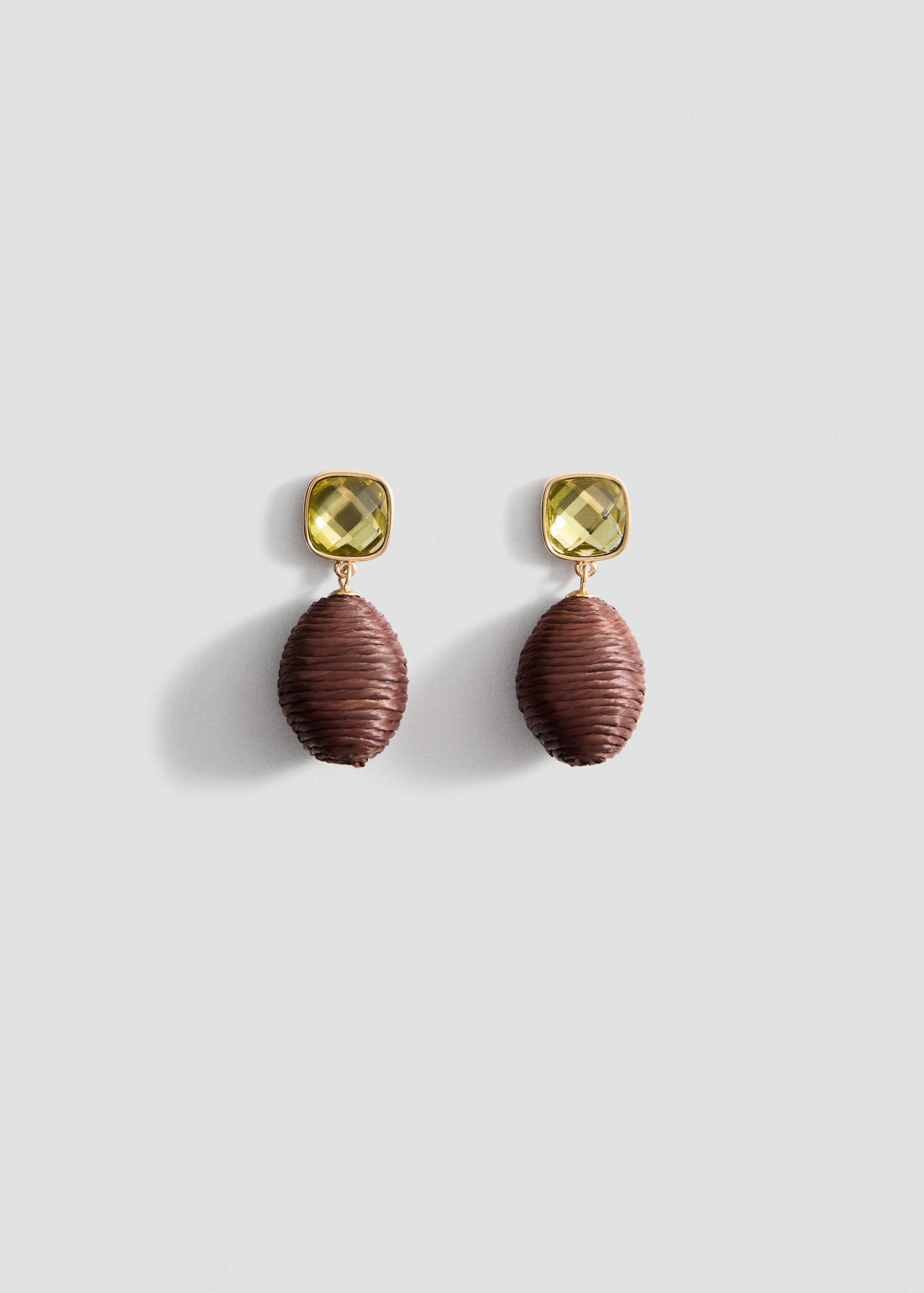 Combined raffia-bead earrings - Article without model