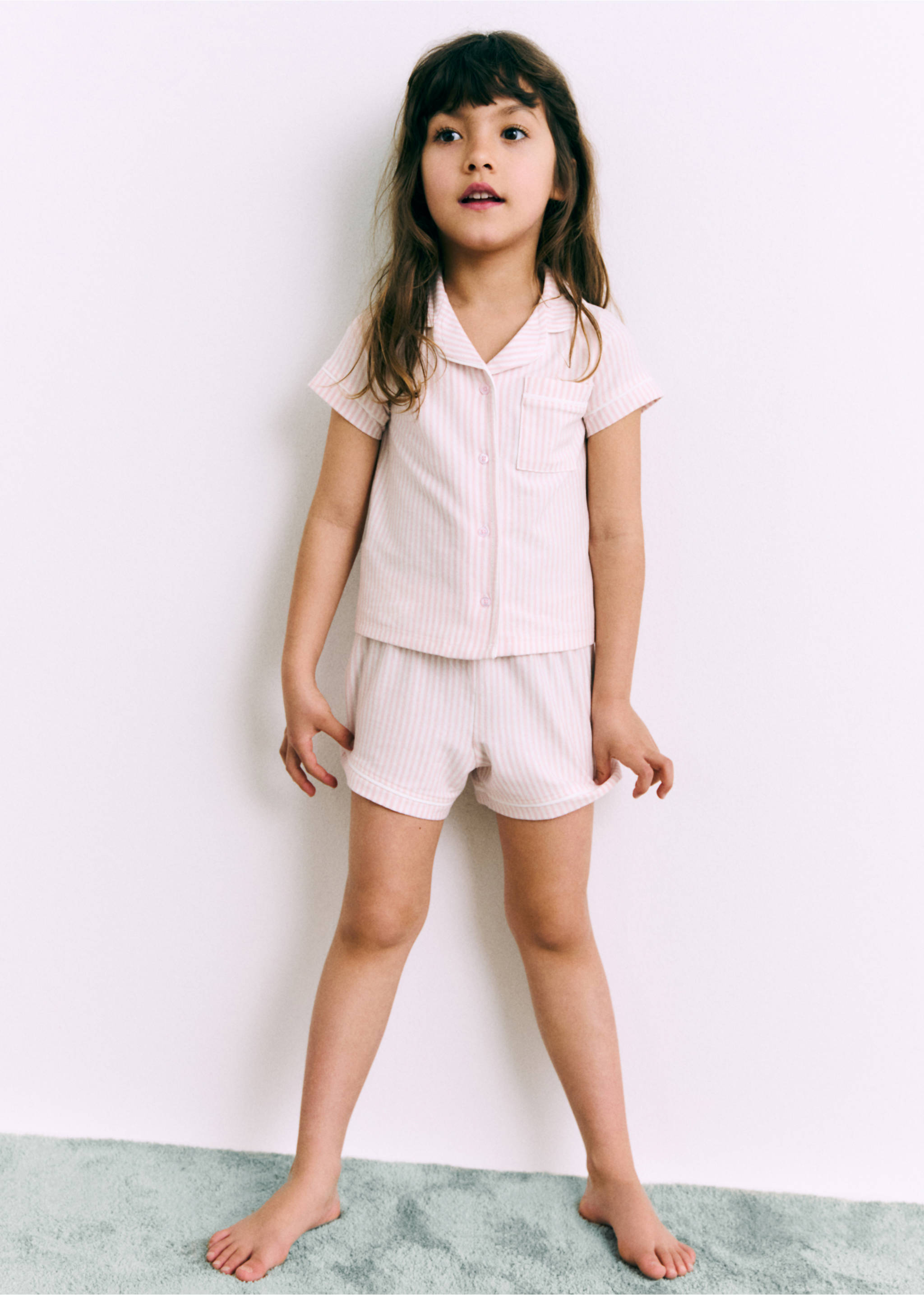 Striped short pyjamas - Details of the article 5, Pink. Ref: 87015982-00.