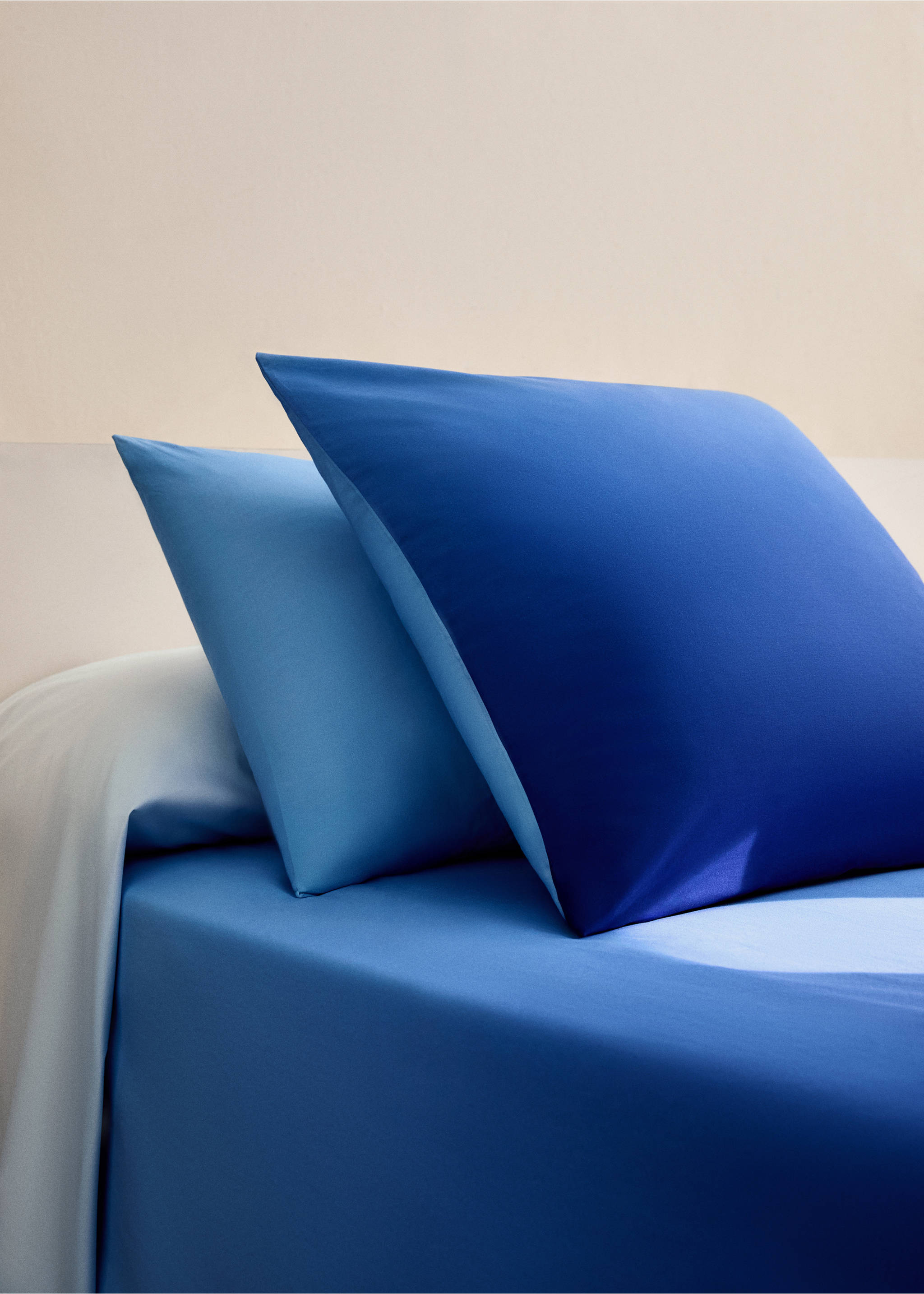 Two percale cotton tie-dye pillowcases 50x75 cm - General plane, Blue. Ref: 87015995-00.