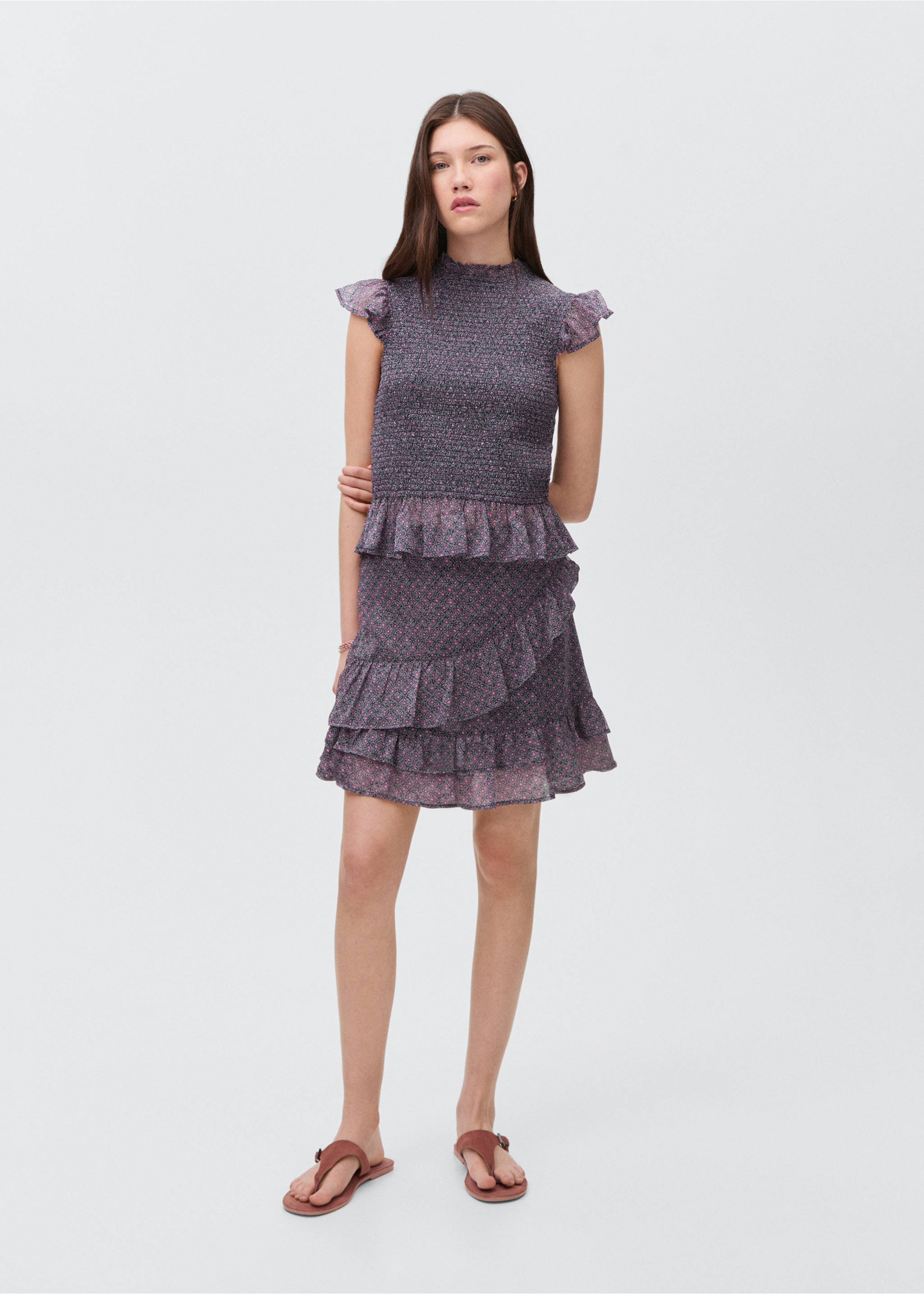 Top frunzit volant - Pla general, Blau marí fosc. Ref: 87016343-00.