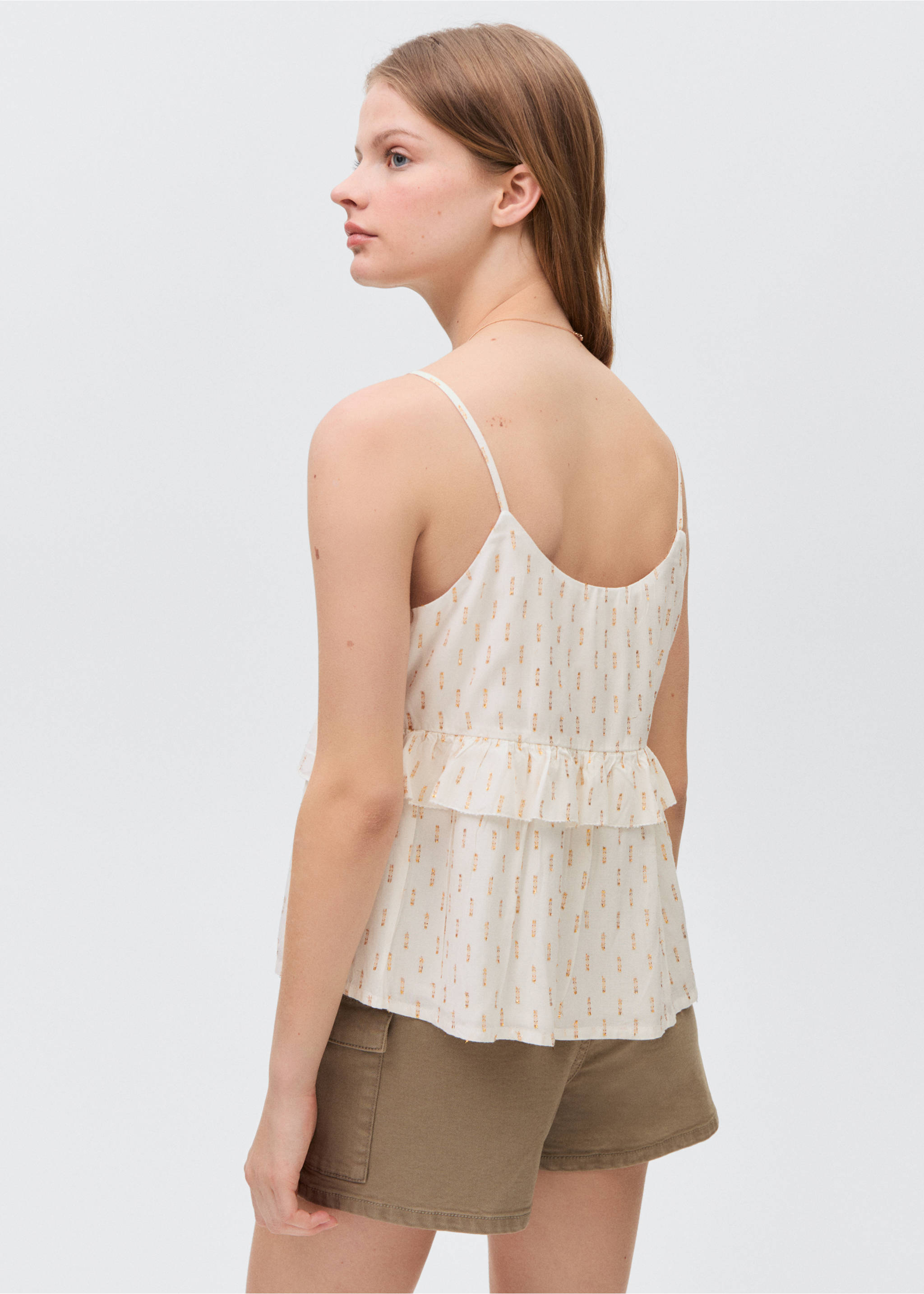 Ruffles embroidered top - Reverse of the article, Off White. Ref: 87016344-00.