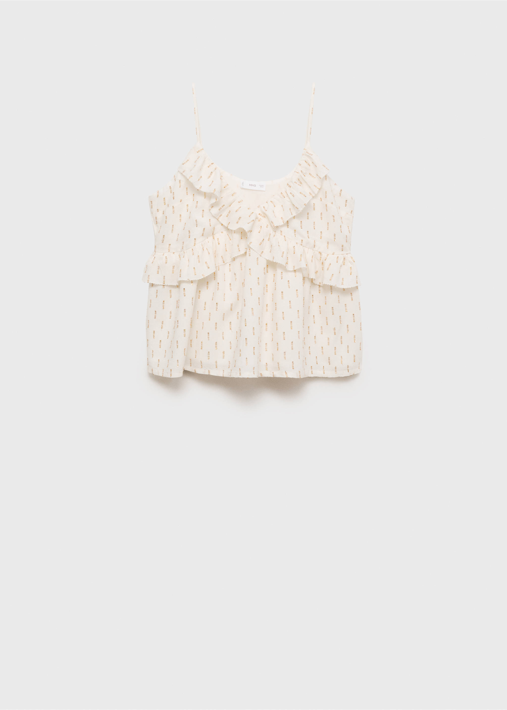 Ruffles embroidered top - Article without model, Off White. Ref: 87016344-00.