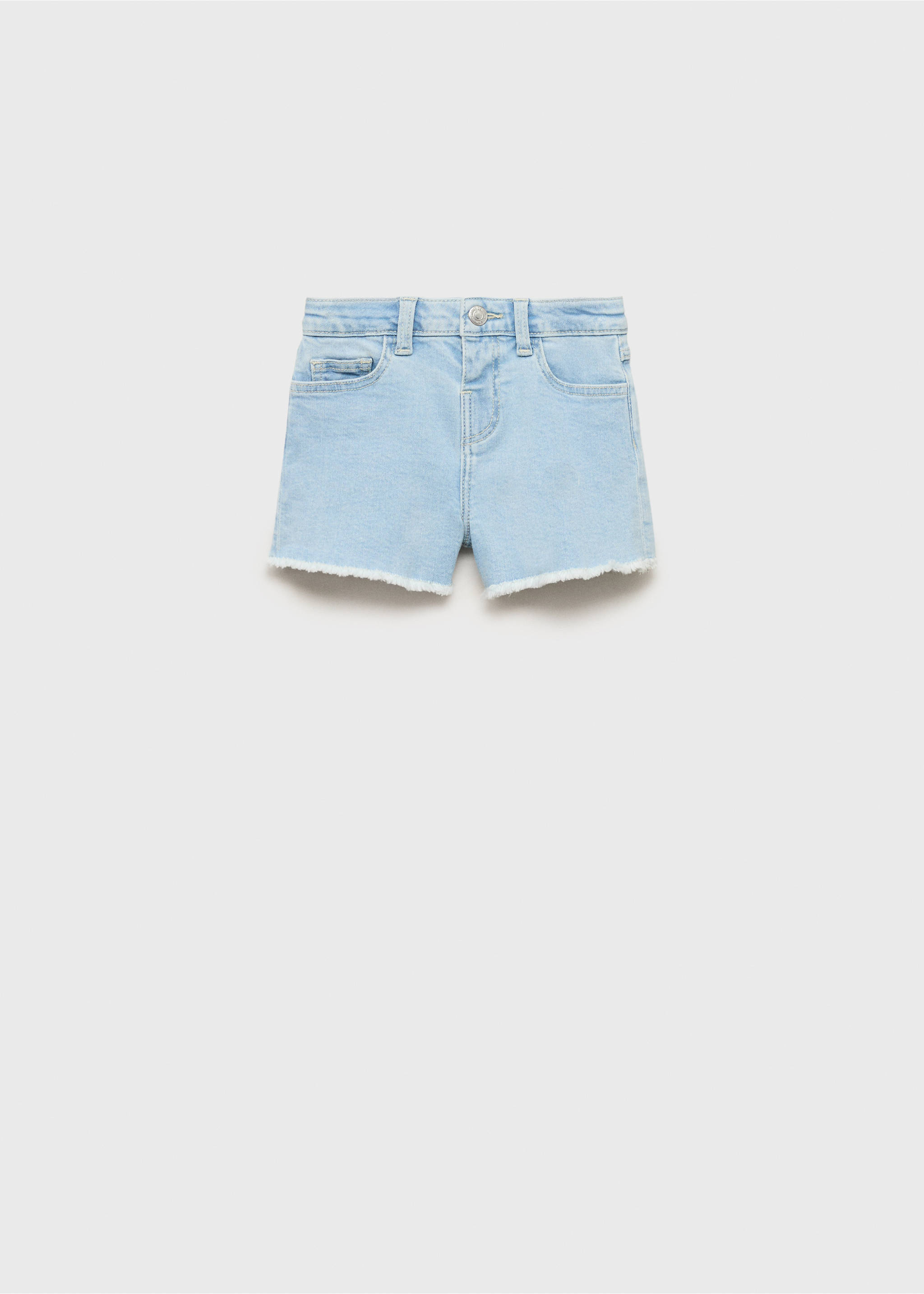 Short en jean bas effiloché - Article sans modèle, Bleu clair. Ref: 87016349-00.