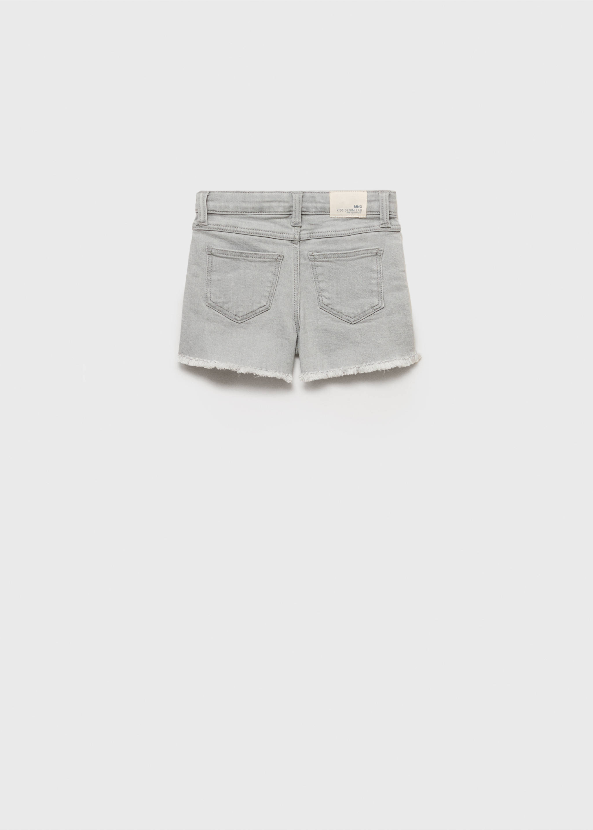 Jeansshorts mit ausgefranstem Saum - Rückseite des Artikels, Denim Grau. Ref: 87016349-00.