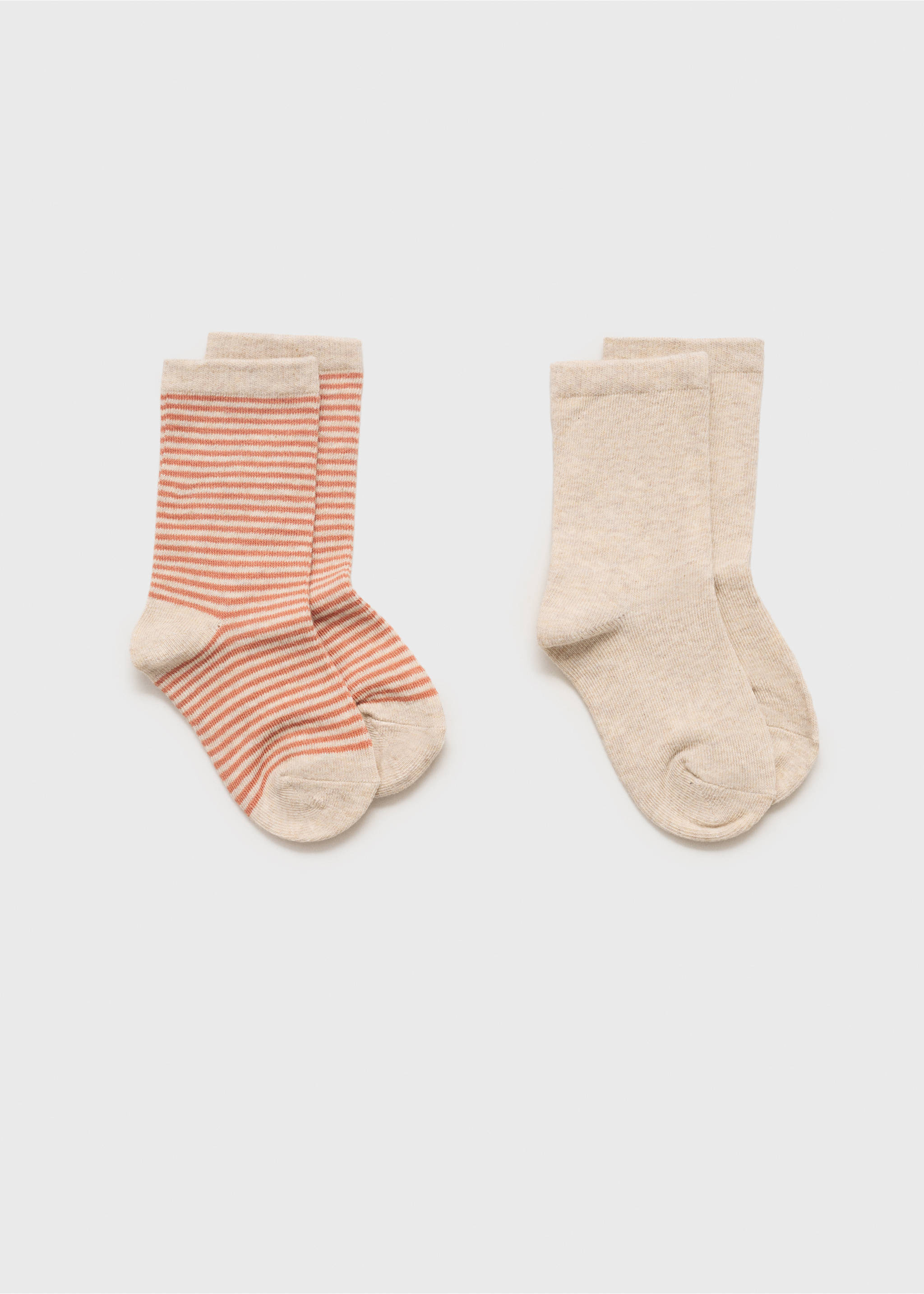 Pack 2 paires de chaussettes combinées - Article sans modèle, Orange pastel. Ref: 87016353-00.
