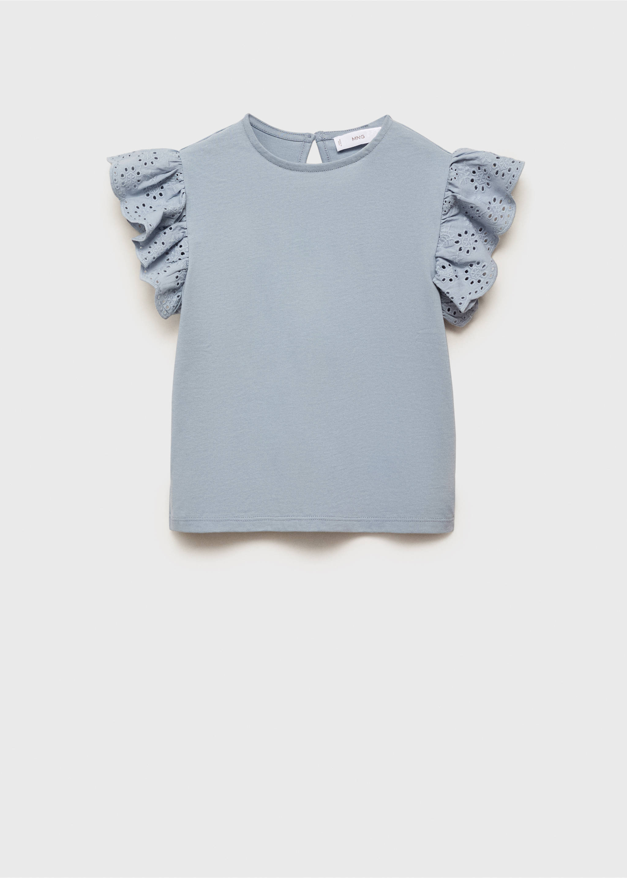 Frills embroidered t-shirt - Article without model, Sky Blue. Ref: 87016356-00.