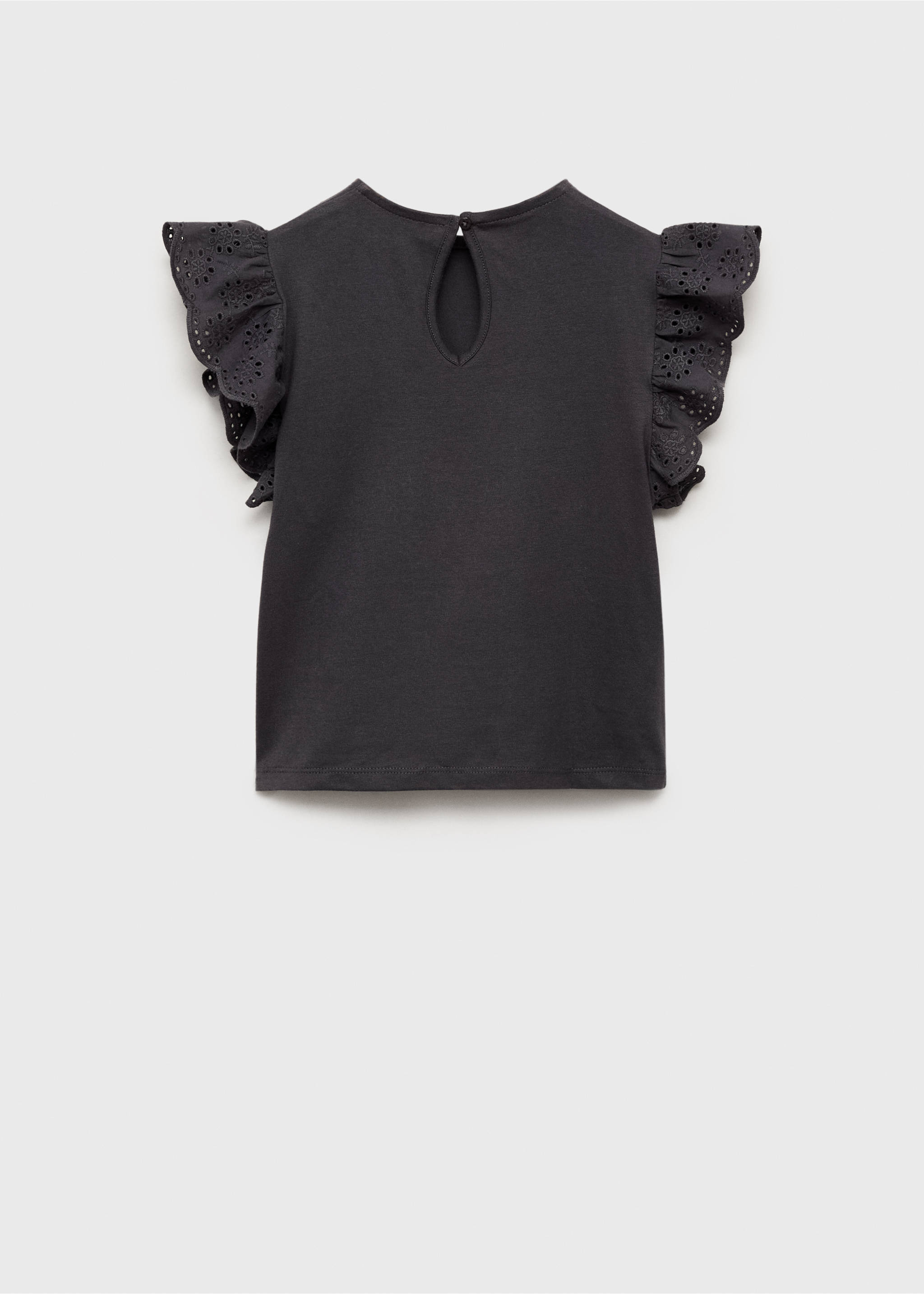 Frills embroidered t-shirt - Reverse of the article, Charcoal. Ref: 87016356-00.
