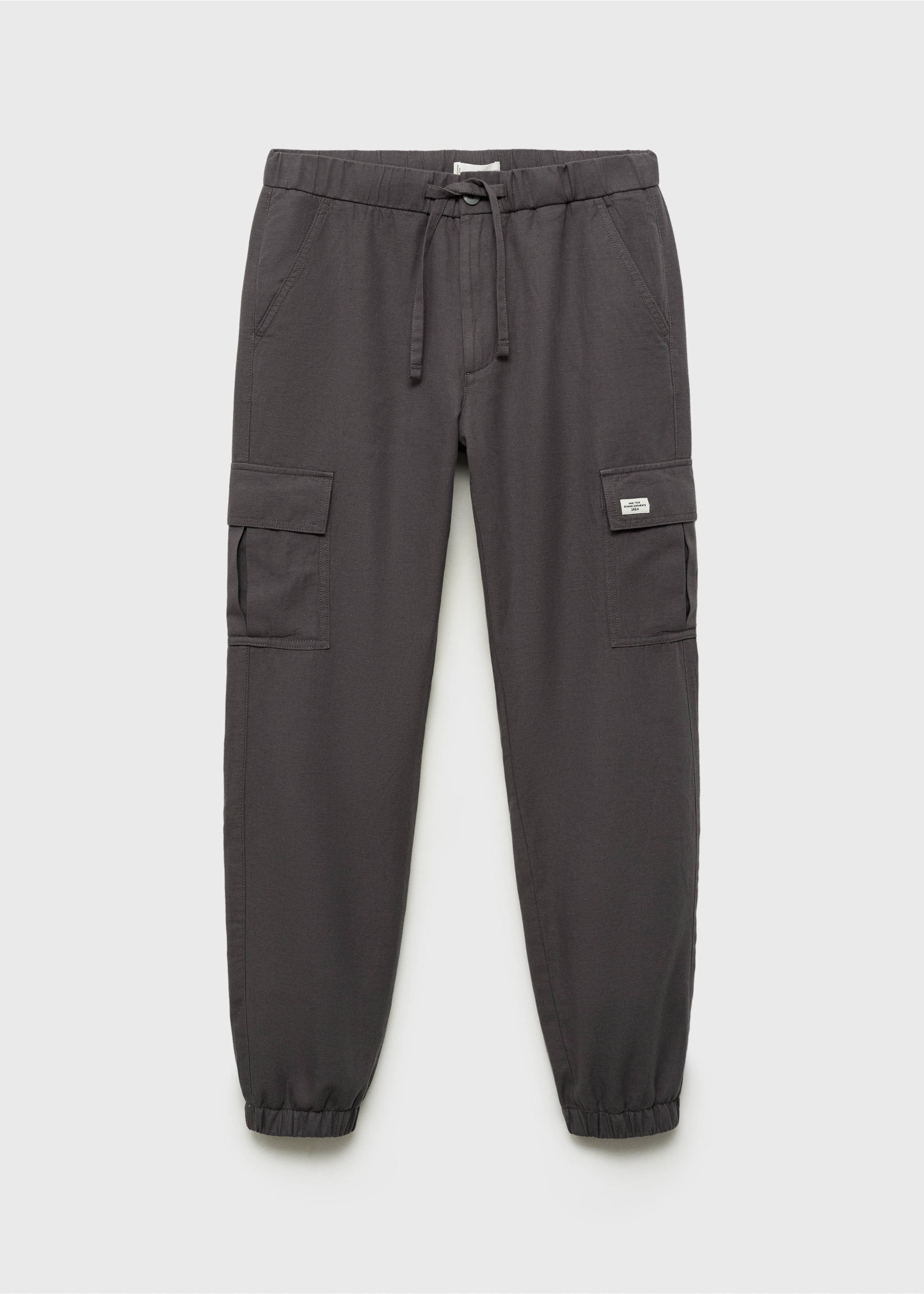 Pantalon coton lin cargo - Article sans modèle, Gris anthracite. Ref: 87016359-00.