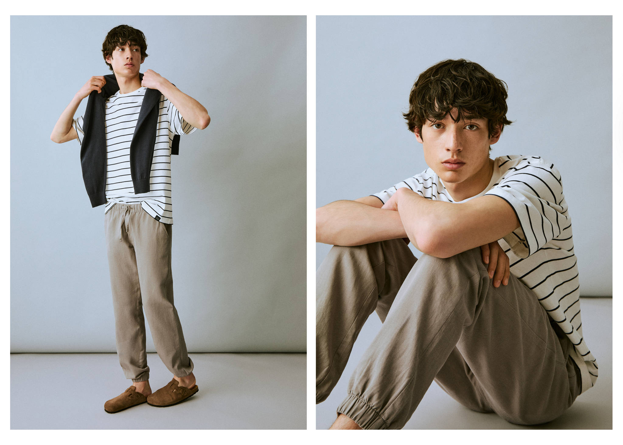 Cotton-linen jogger trousers - Panoramic plane