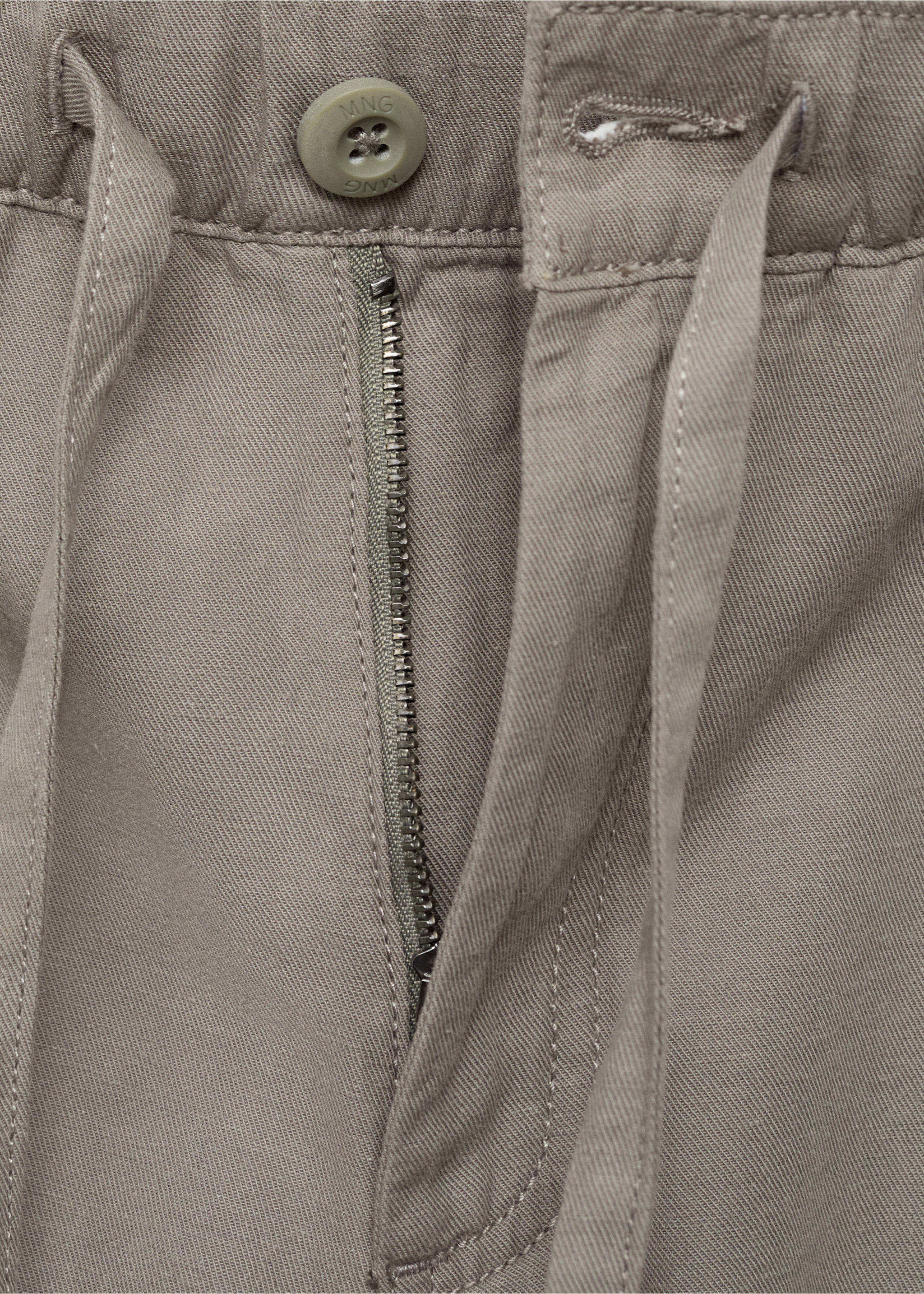 Pantalon jogging lin coton - Détail de l'article 8, Kaki. Ref: 87016360-00.