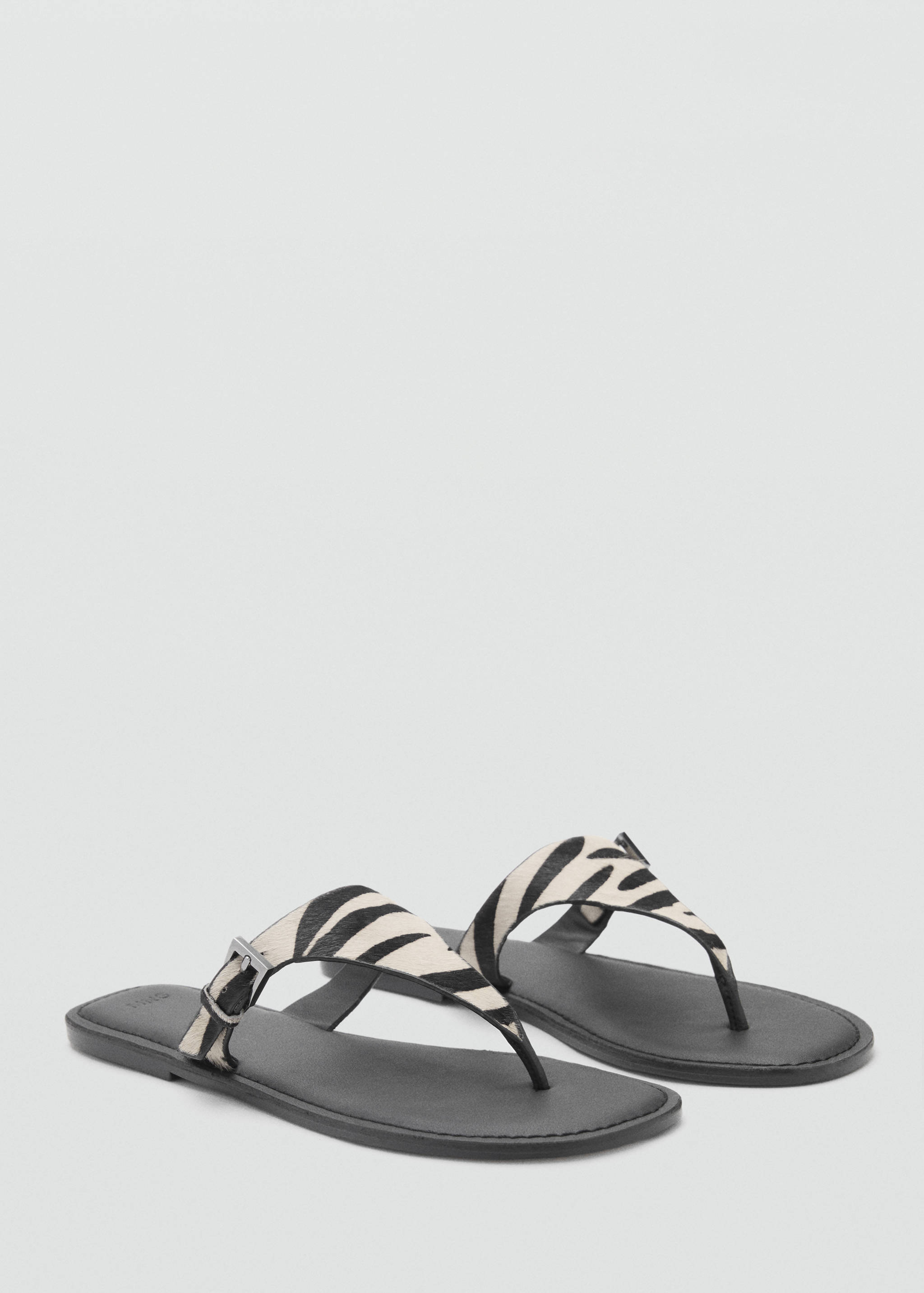 Animal-print leather sandals - Medium plane