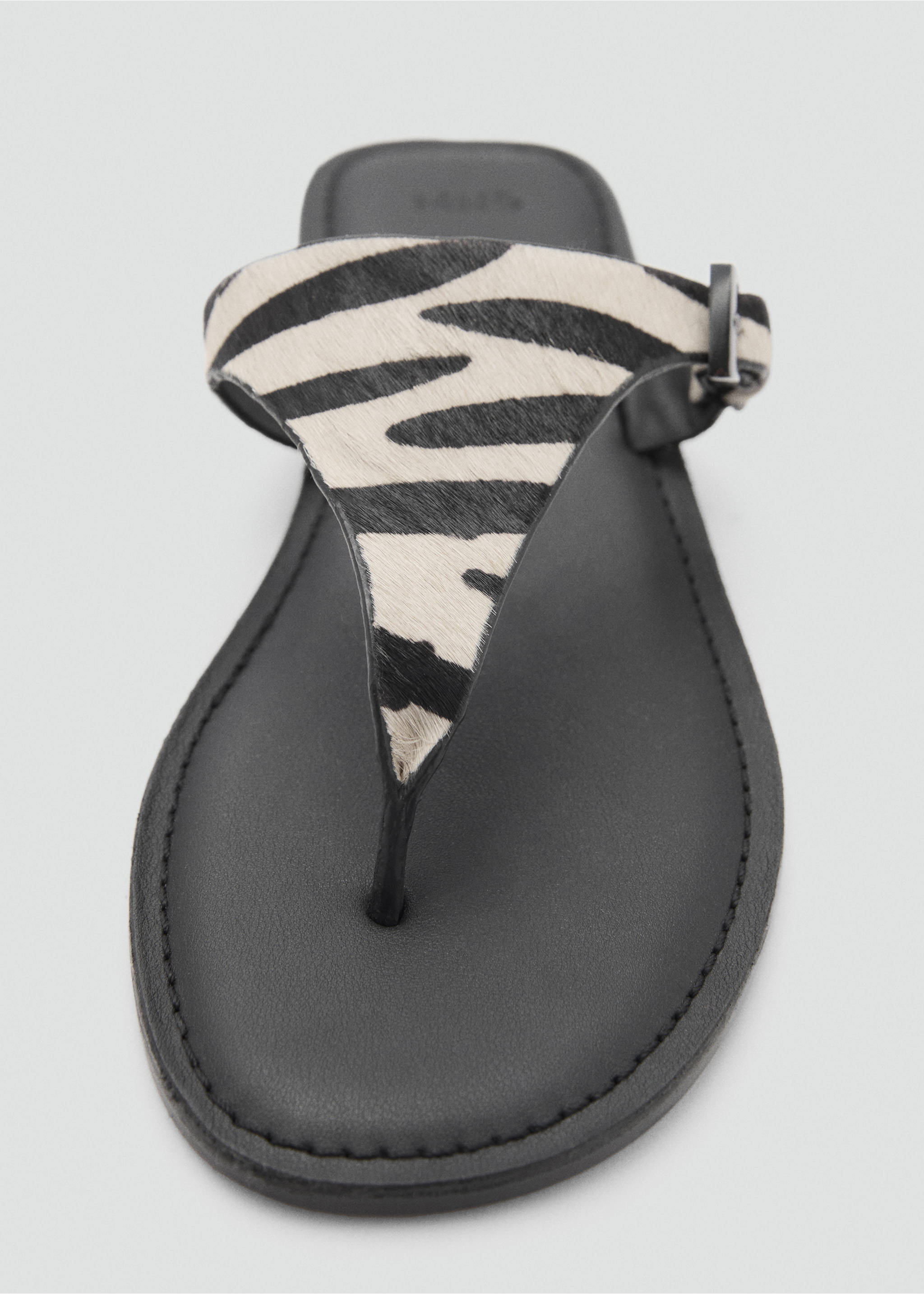 Animal-print leather sandals - Details of the article 3, Black. Ref: 87016366-00.