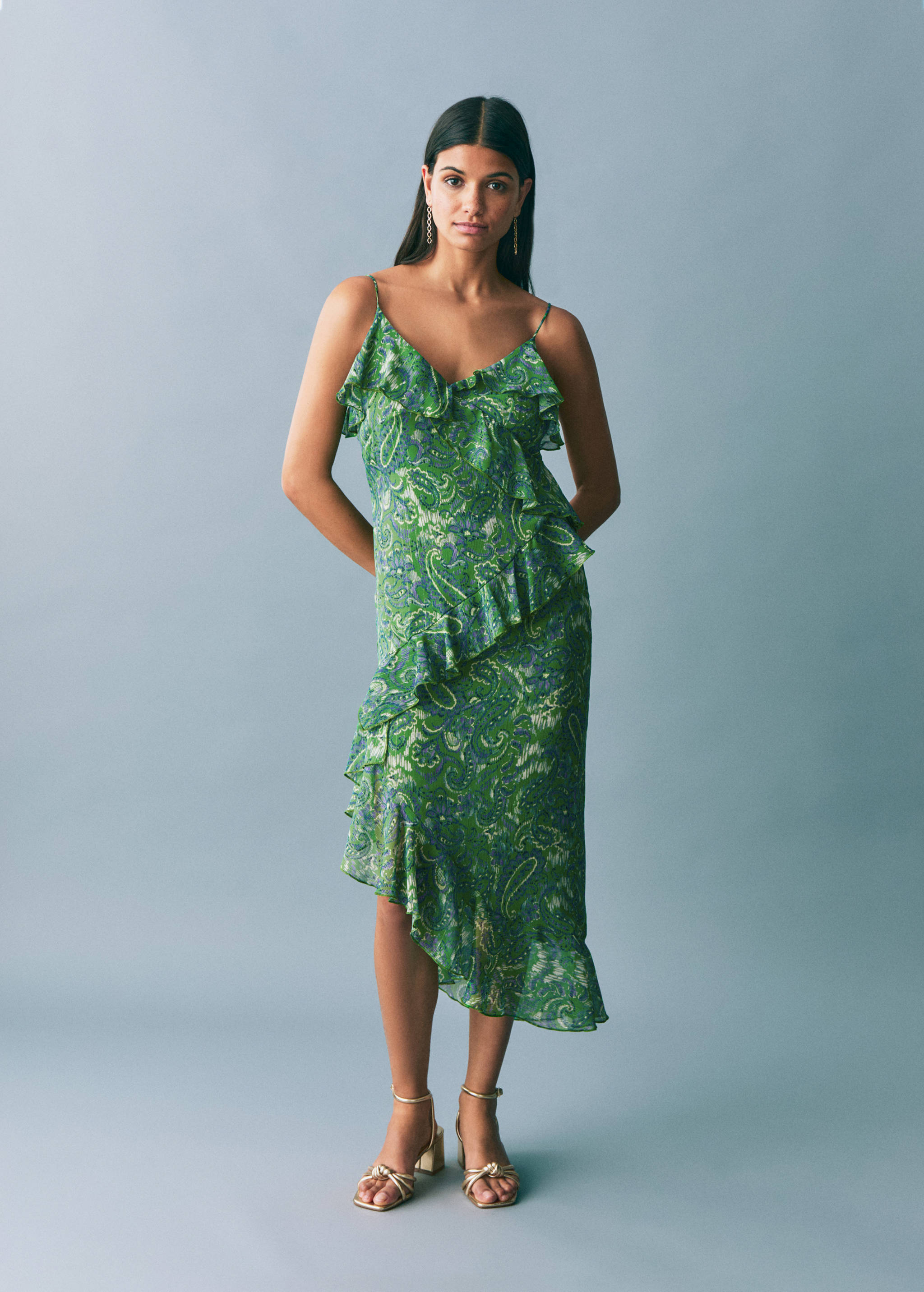 Ruffled printed dress - General plane