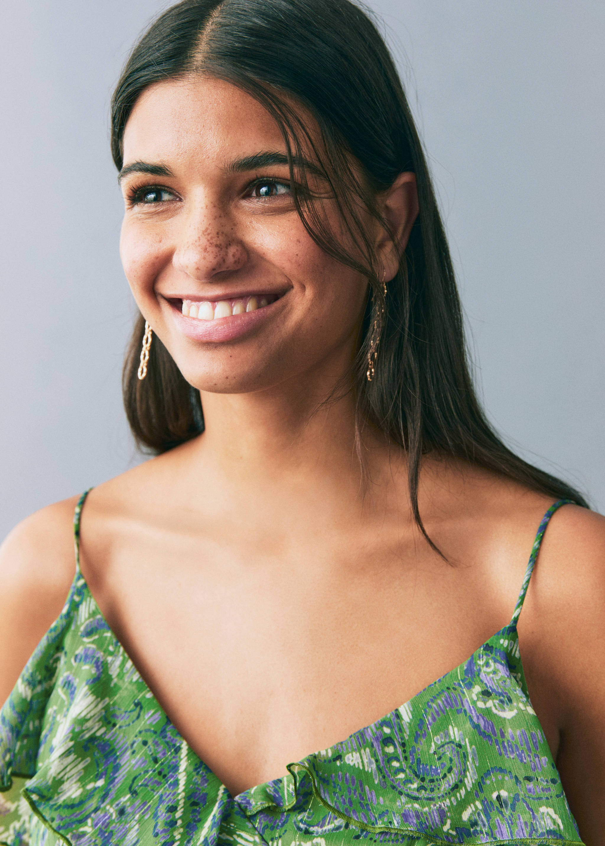 Ruffled printed dress - Details of the article 1