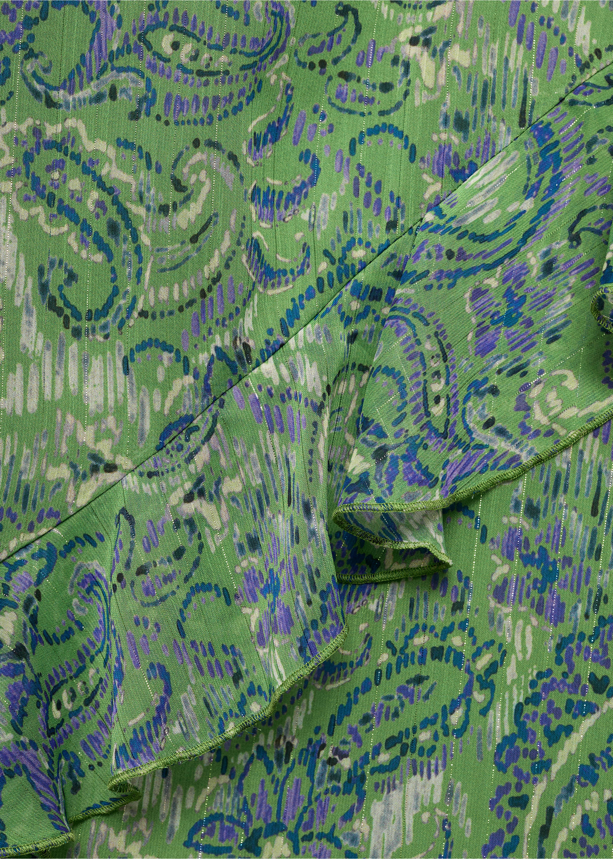 Vestido estampado volantes - Detalle del artículo 0, Verde. Ref: 87016373-00.