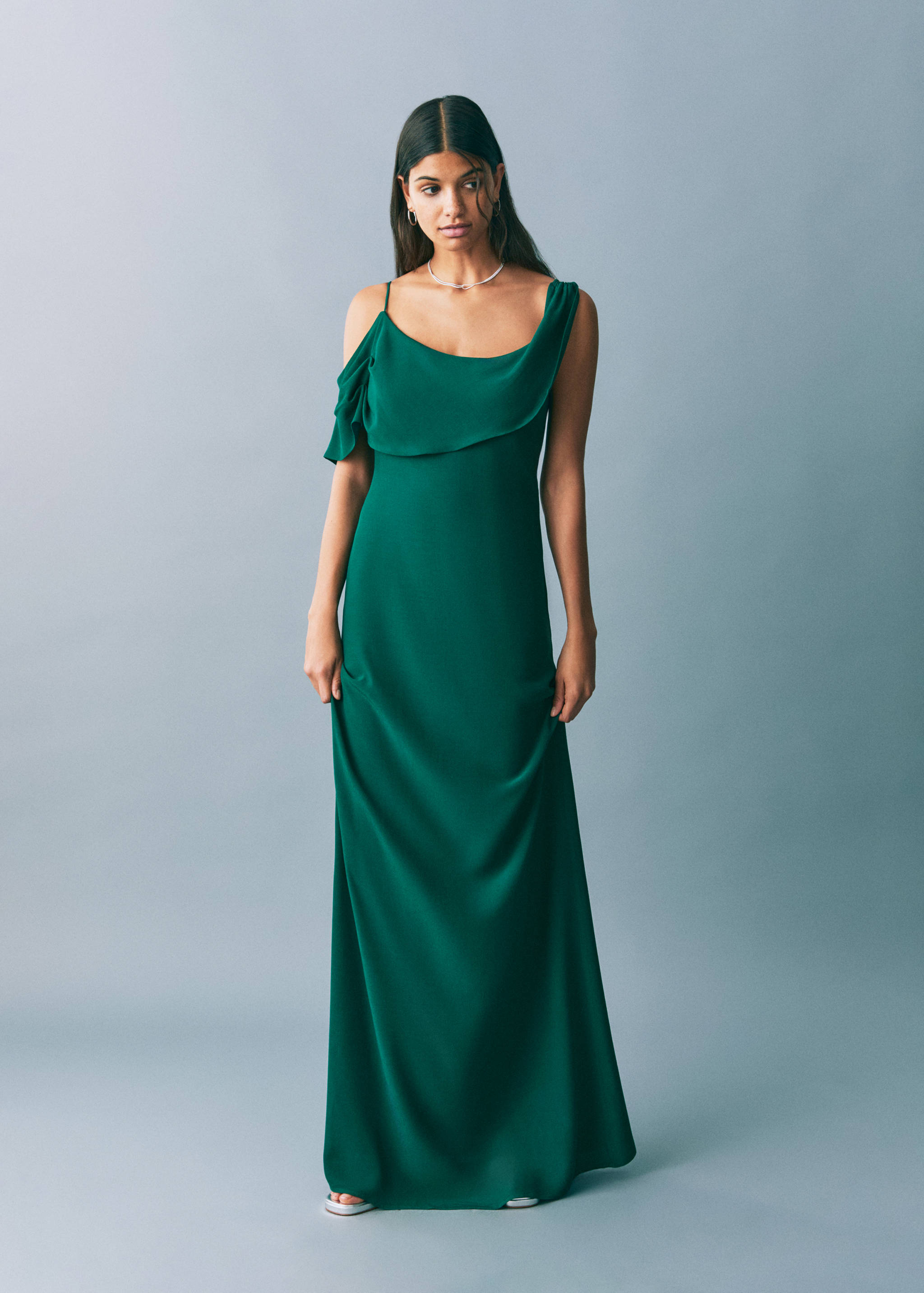 Asymmetrical ruffled chiffon dress - General plane