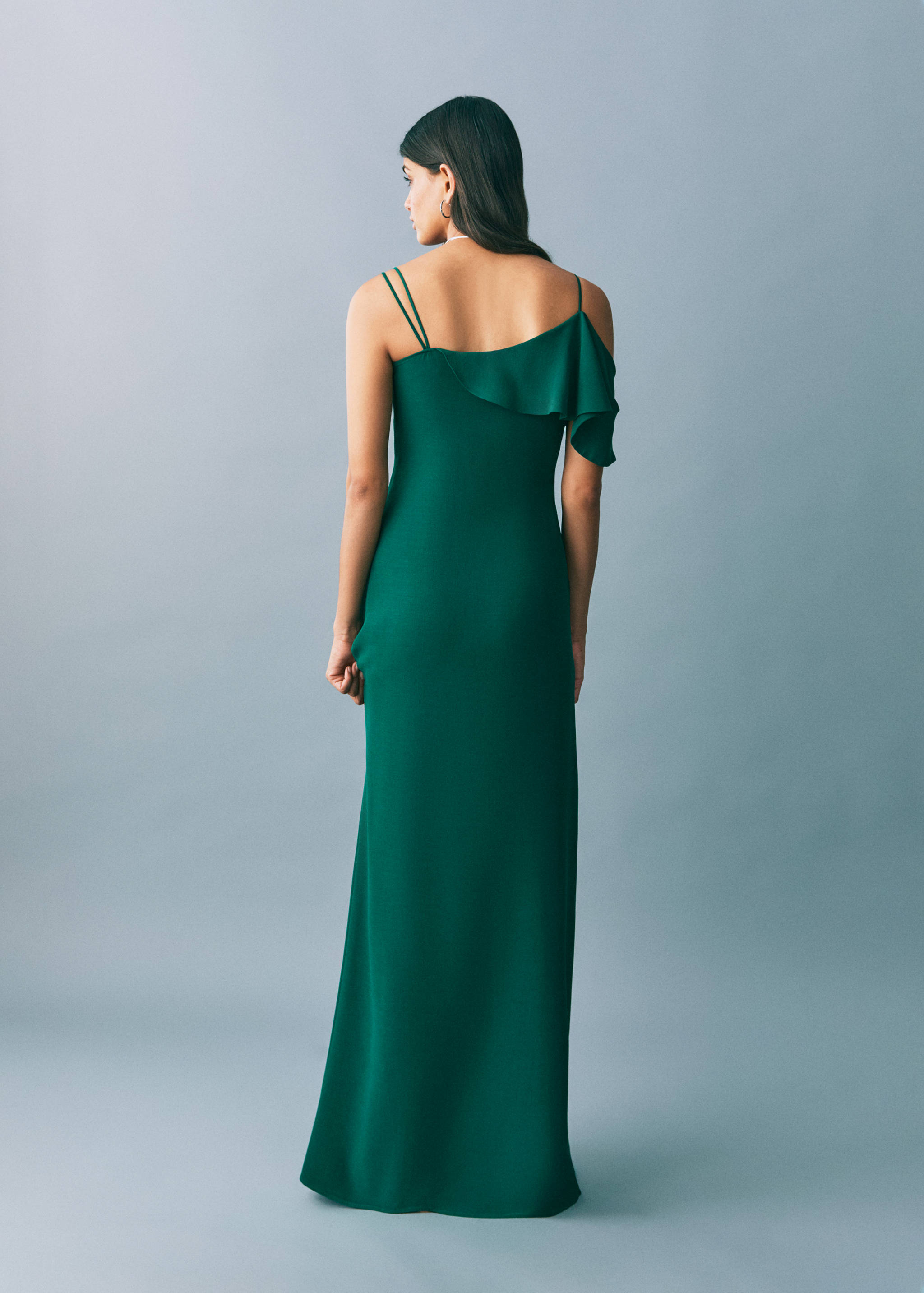 Asymmetrical ruffled chiffon dress - Reverse of the article