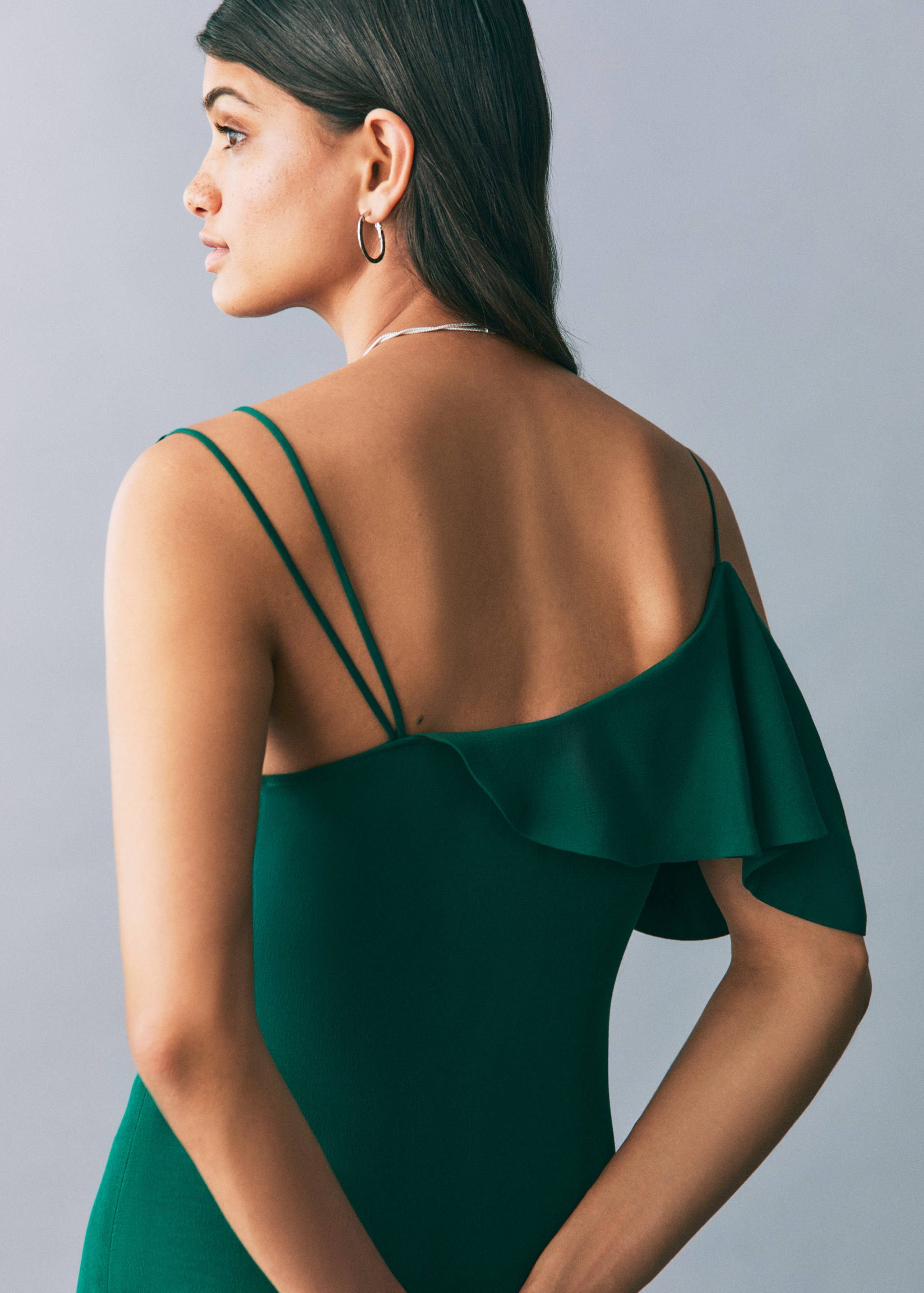 Asymmetrical ruffled chiffon dress - Details of the article 6