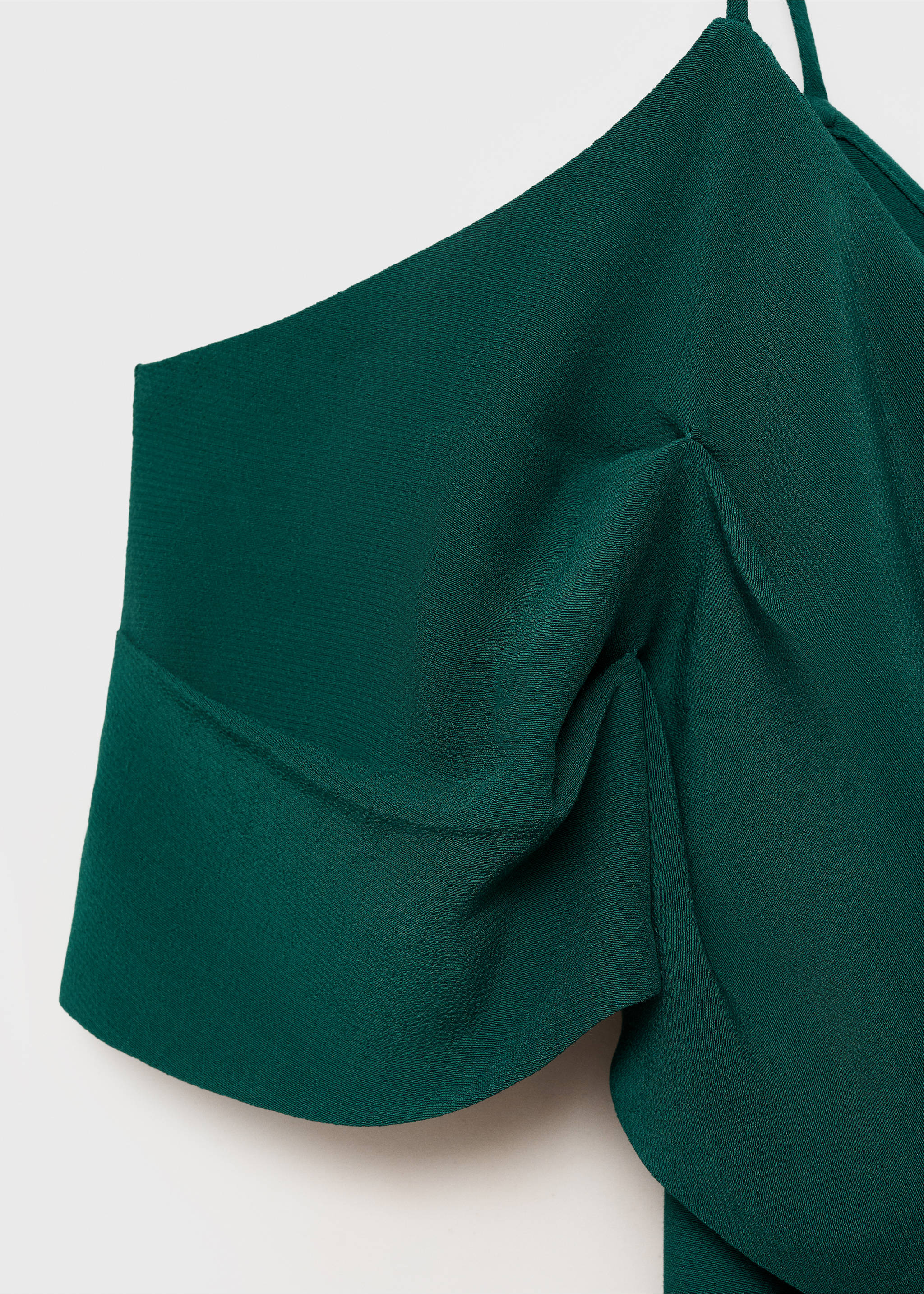 Asymmetrisches Chiffon-Kleid mit Rüschen - Detail des Artikels 8, Dunkelgrün. Ref: 87016374-00.