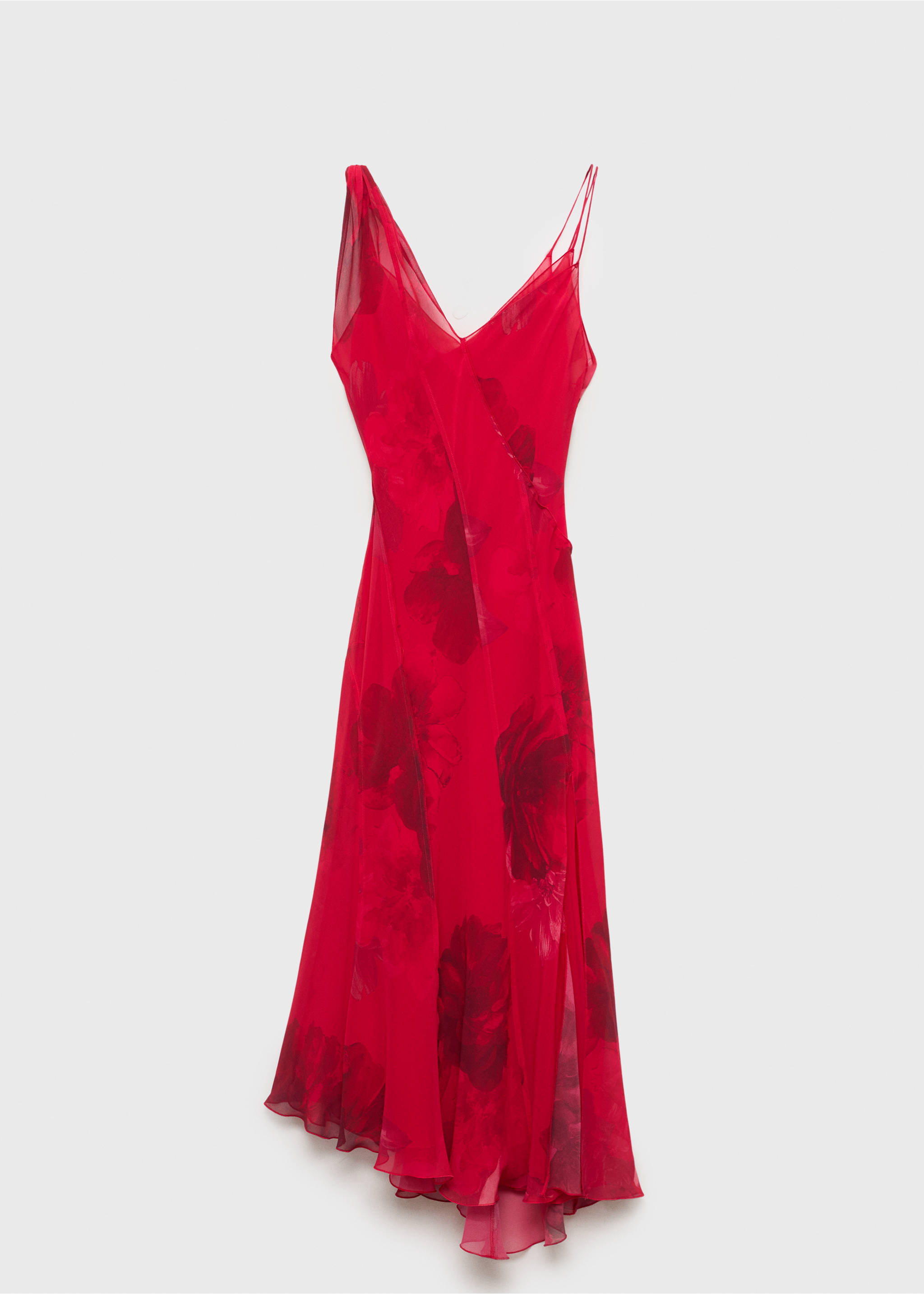 Vestido asimétrico floral - Artículo sin modelo, Rojo. Ref: 87016378-00.