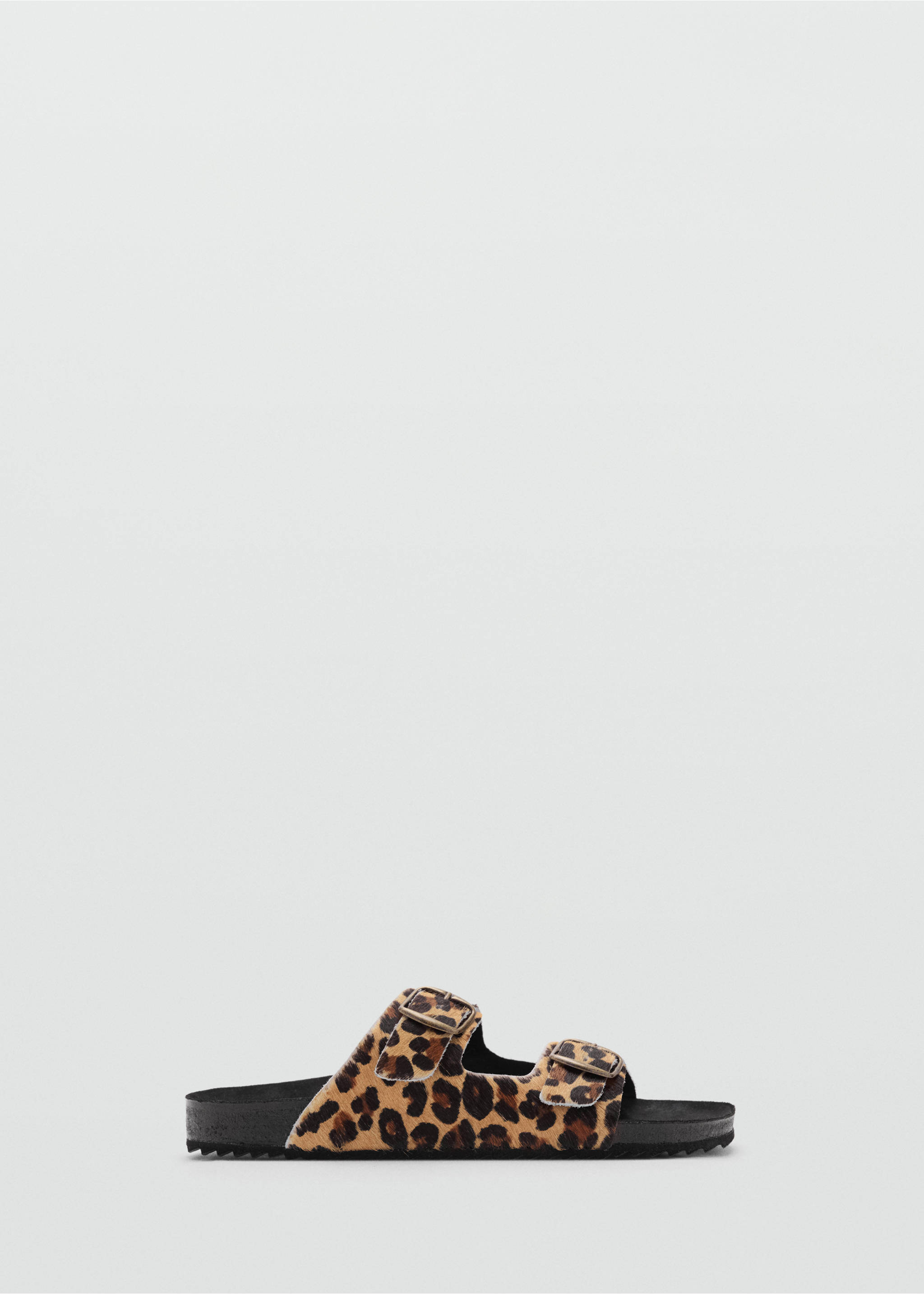 Ledersandale mit Animal-Print - Artikel ohne Model, Schwarz. Ref: 87016384-00.