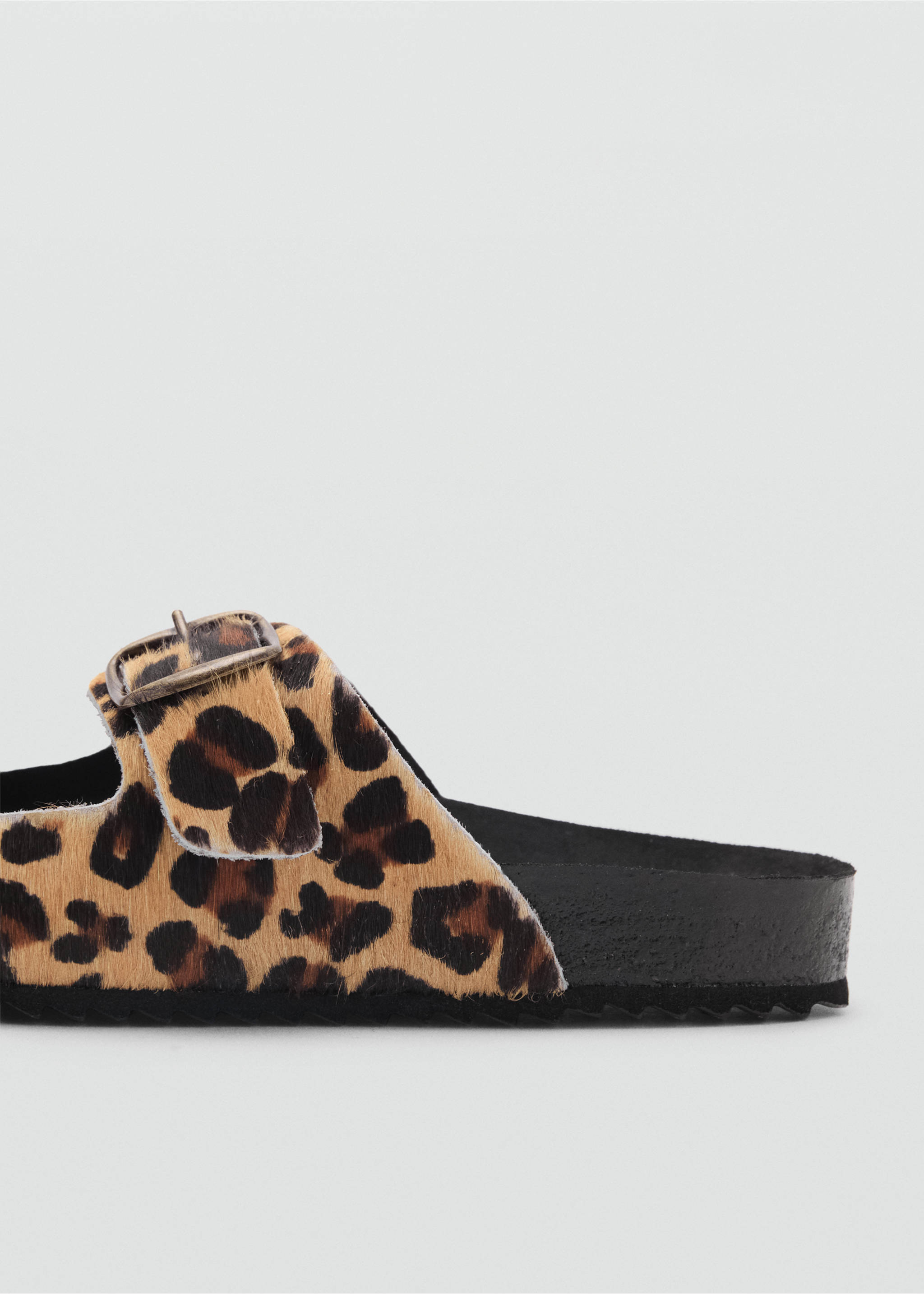 Ledersandale mit Animal-Print - Detail des Artikels 1, Schwarz. Ref: 87016384-00.