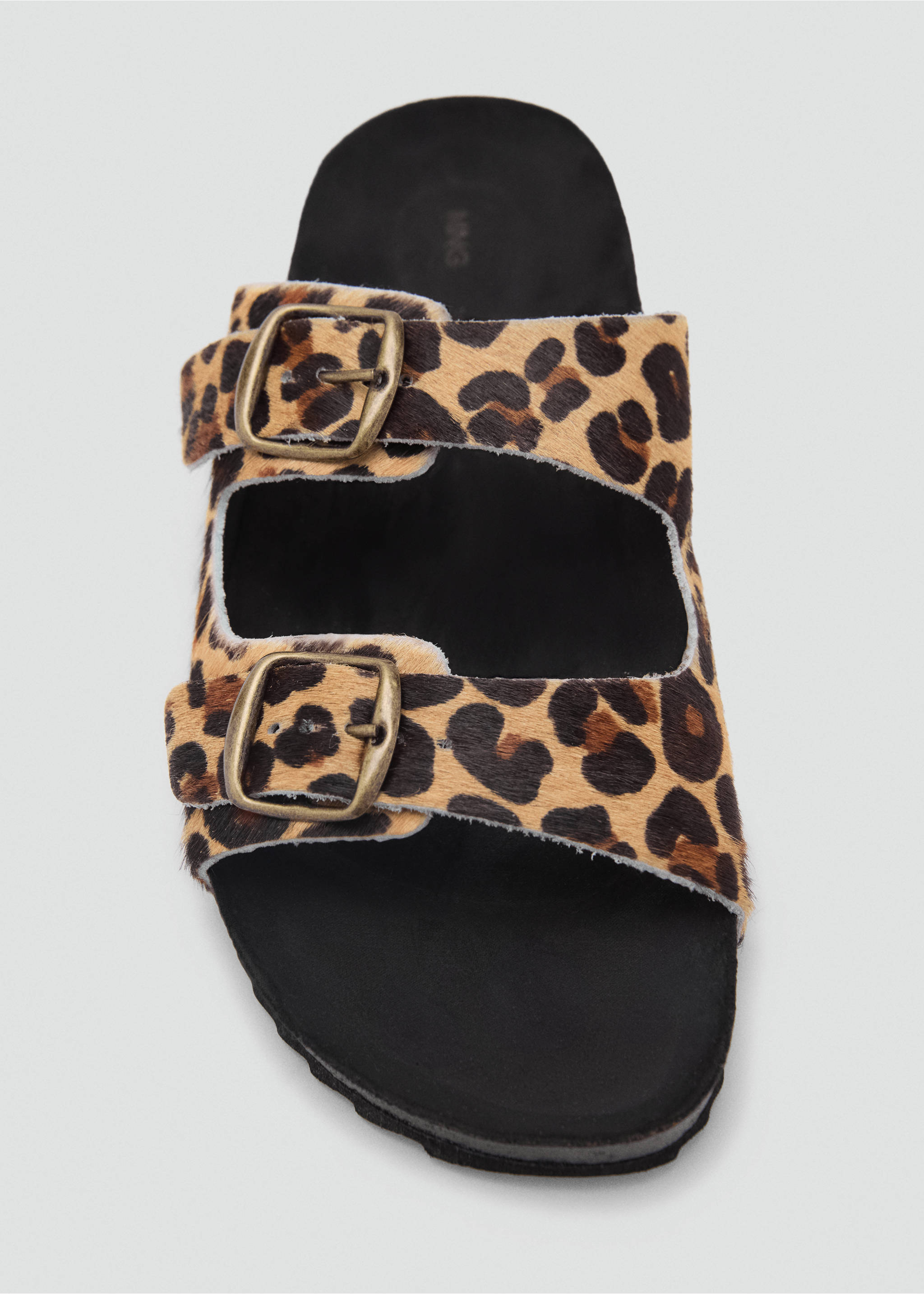 Ledersandale mit Animal-Print - Detail des Artikels 3, Schwarz. Ref: 87016384-00.