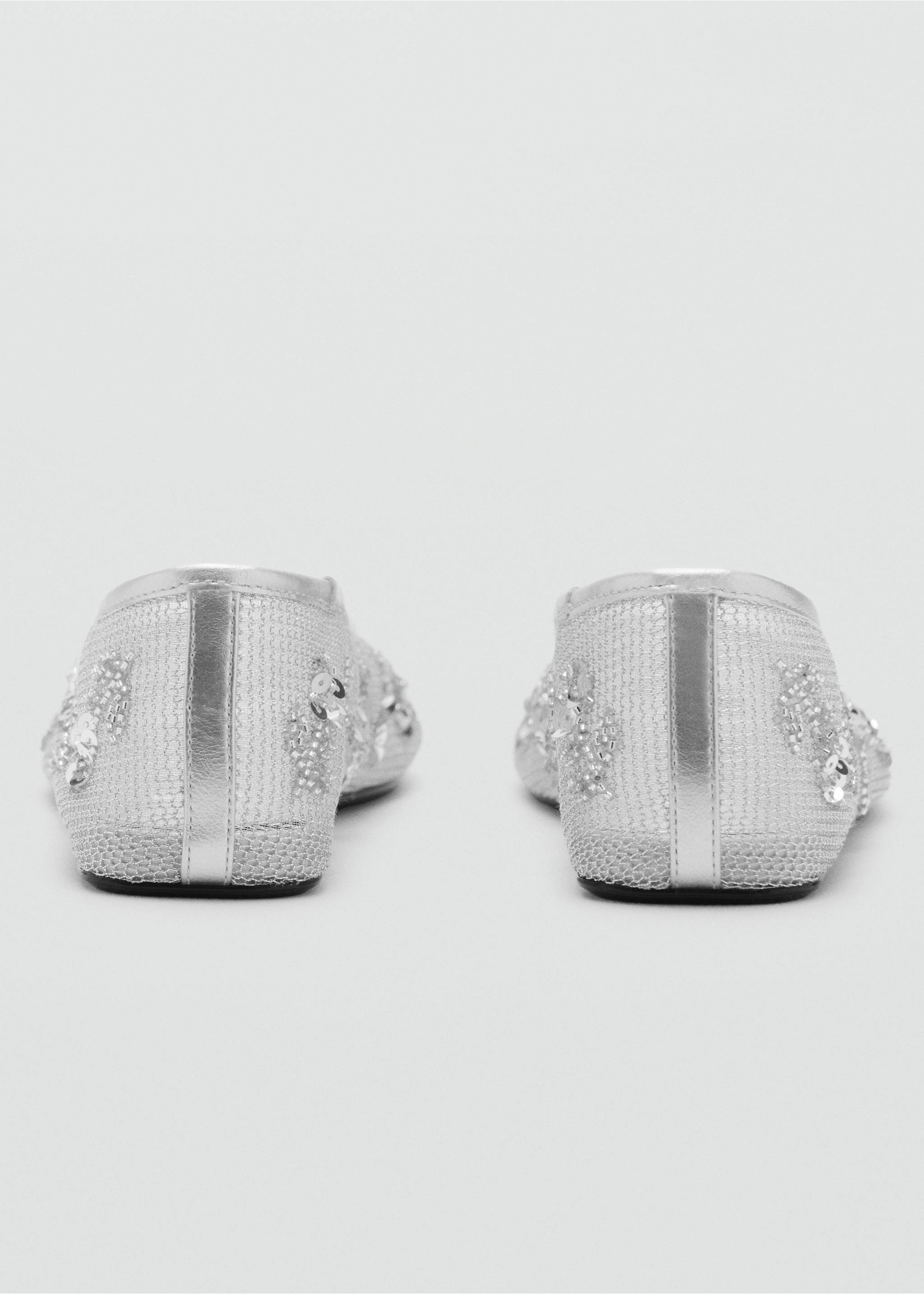 Sequin embroidered mesh ballerina - Details of the article 2, Silver. Ref: 87016713-00.