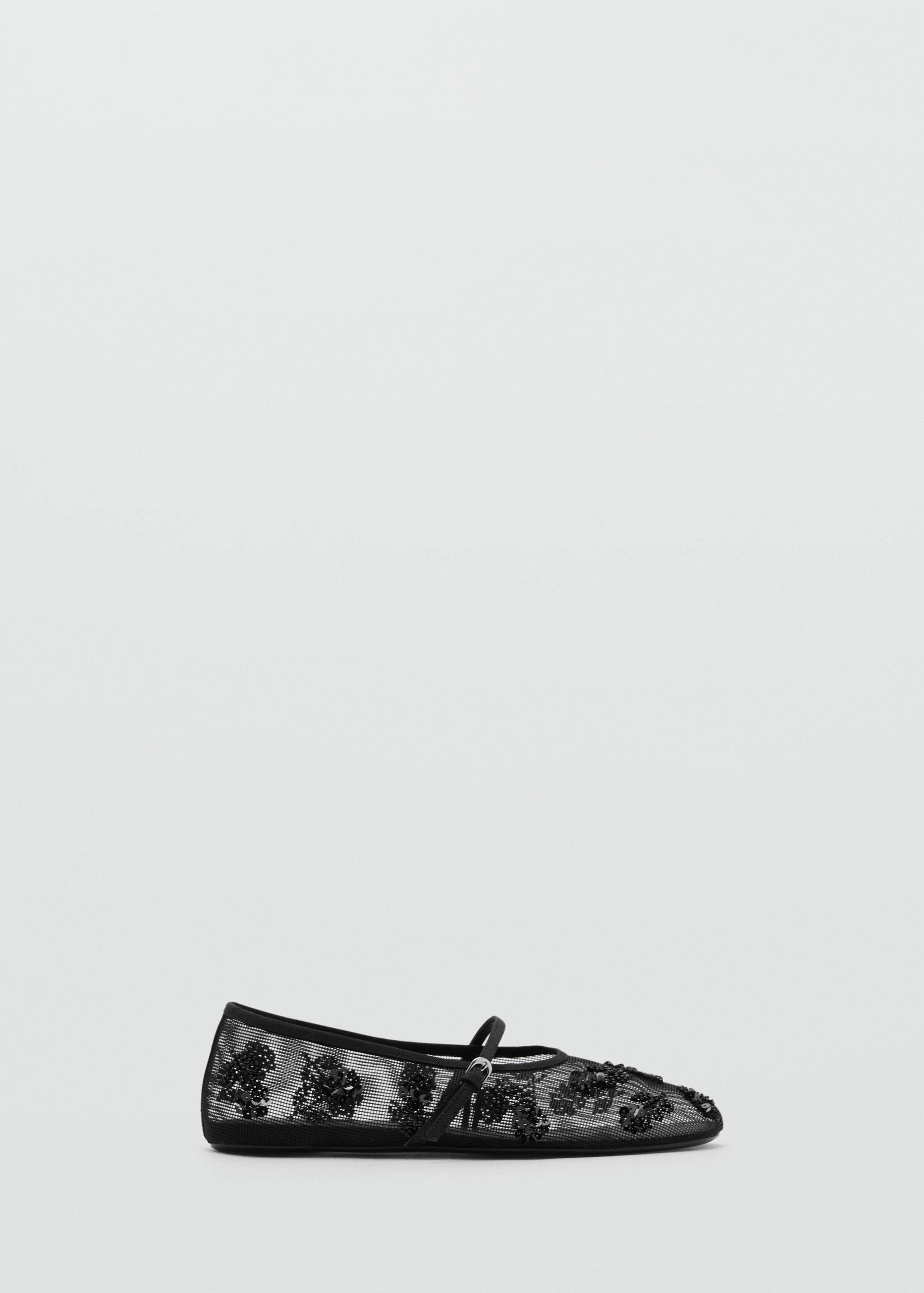 Mesh ballet flats with sequin-embroidered strap - Article without model