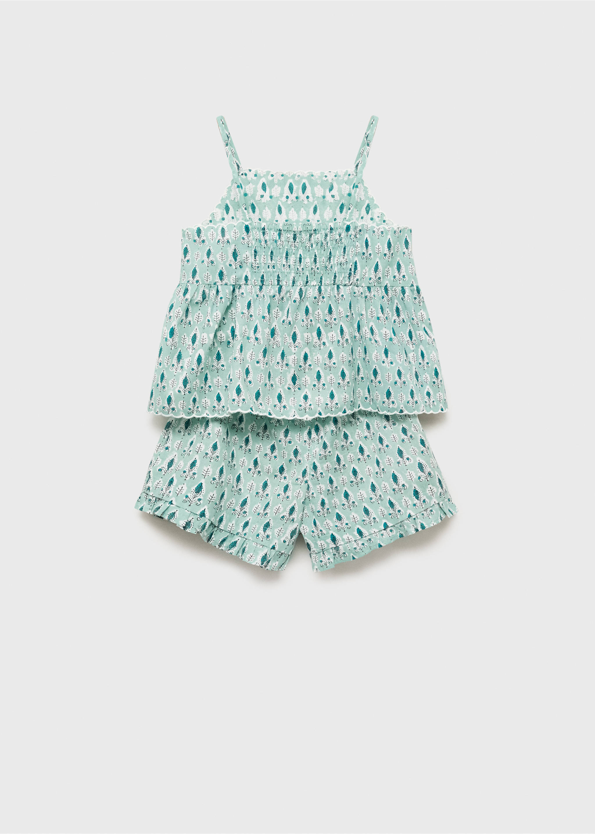 Pyjama shorts with ruffles - Reverse of the article, Green. Ref: 87016719-00.
