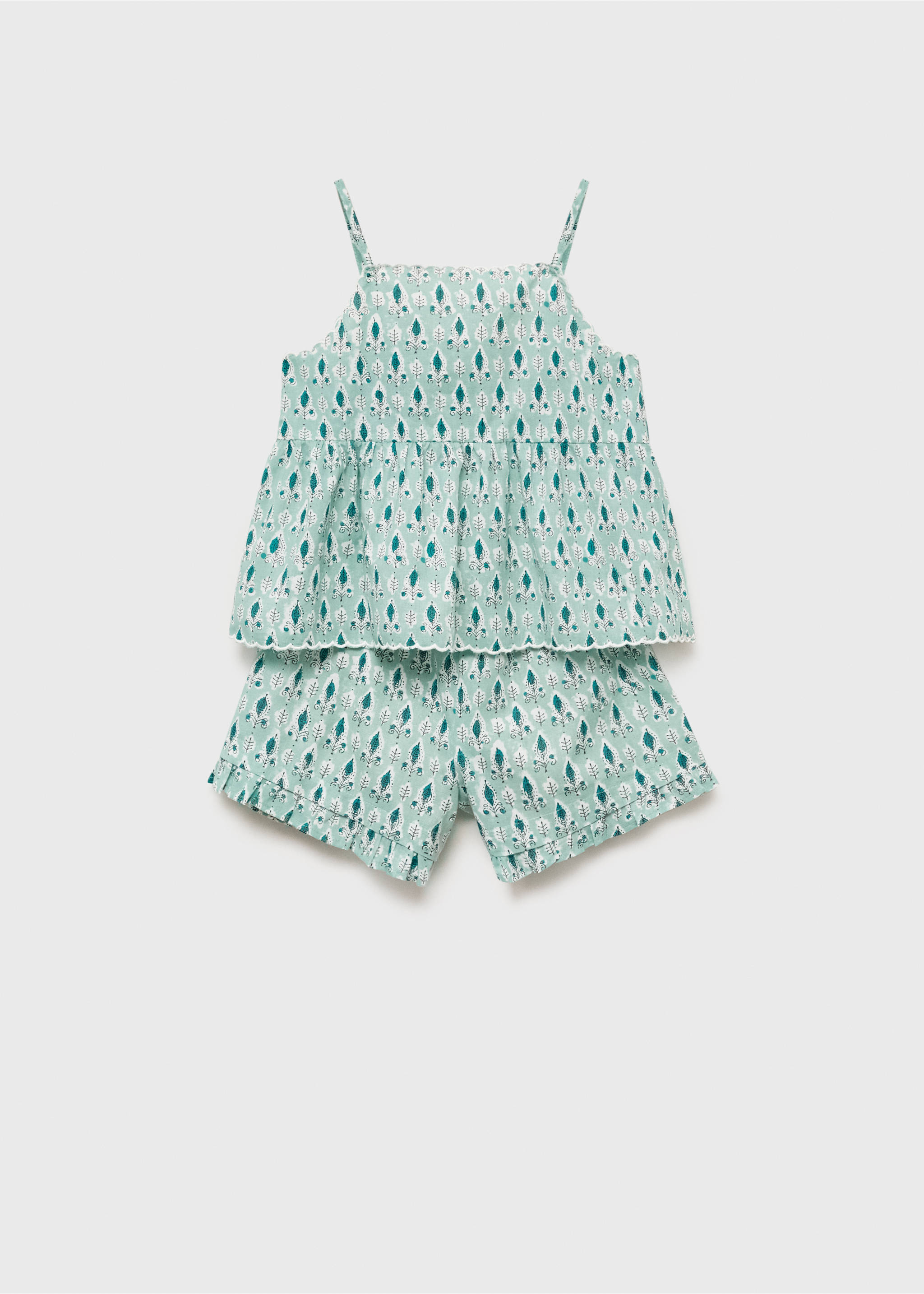 Pyjama shorts with ruffles - Article without model, Green. Ref: 87016719-00.