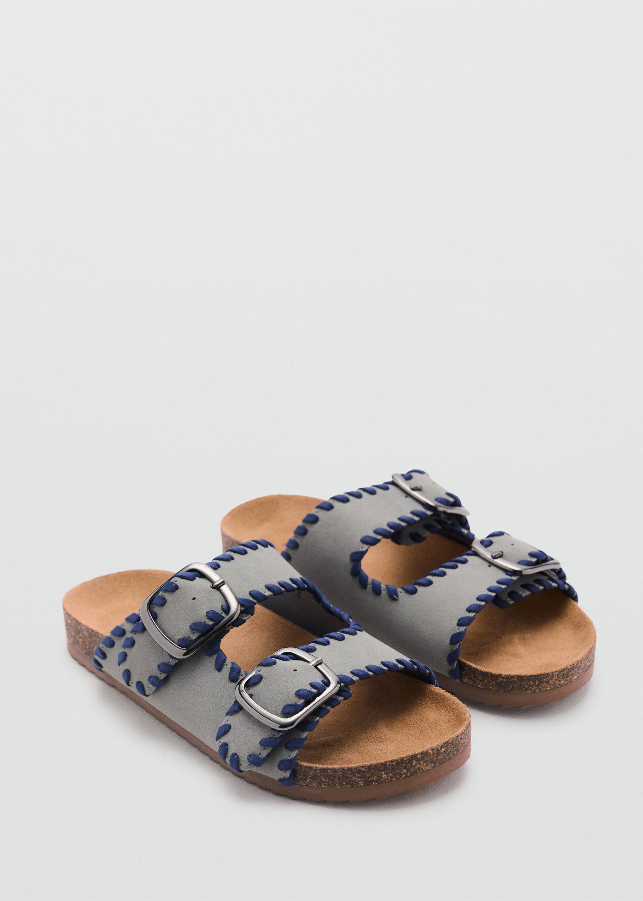 Sandalia hebillas - Plano medio, Gris. Ref: 87016721-00.