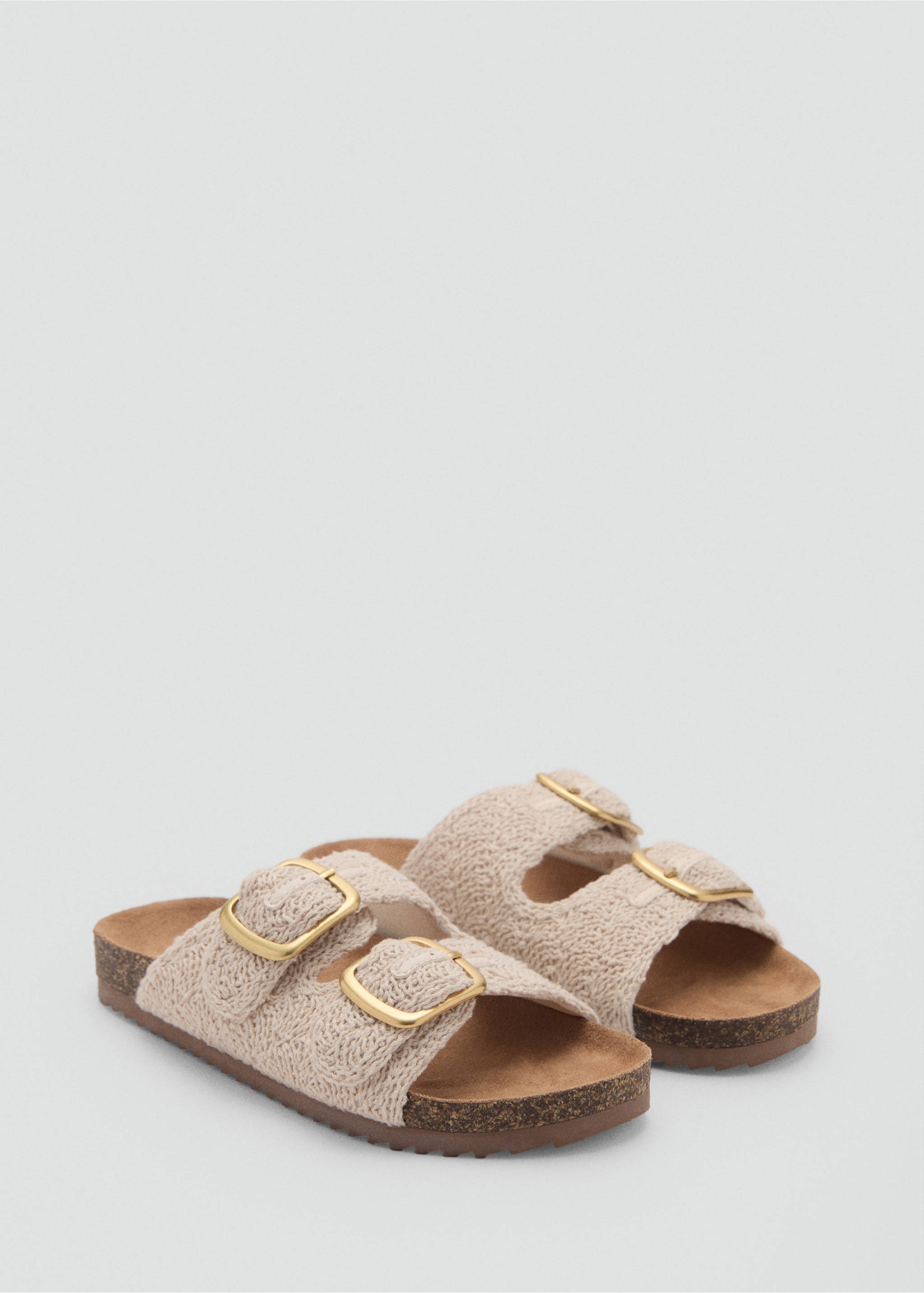 Textured sandals with buckle - Medium plane, Off White. Ref: 87016722-00.