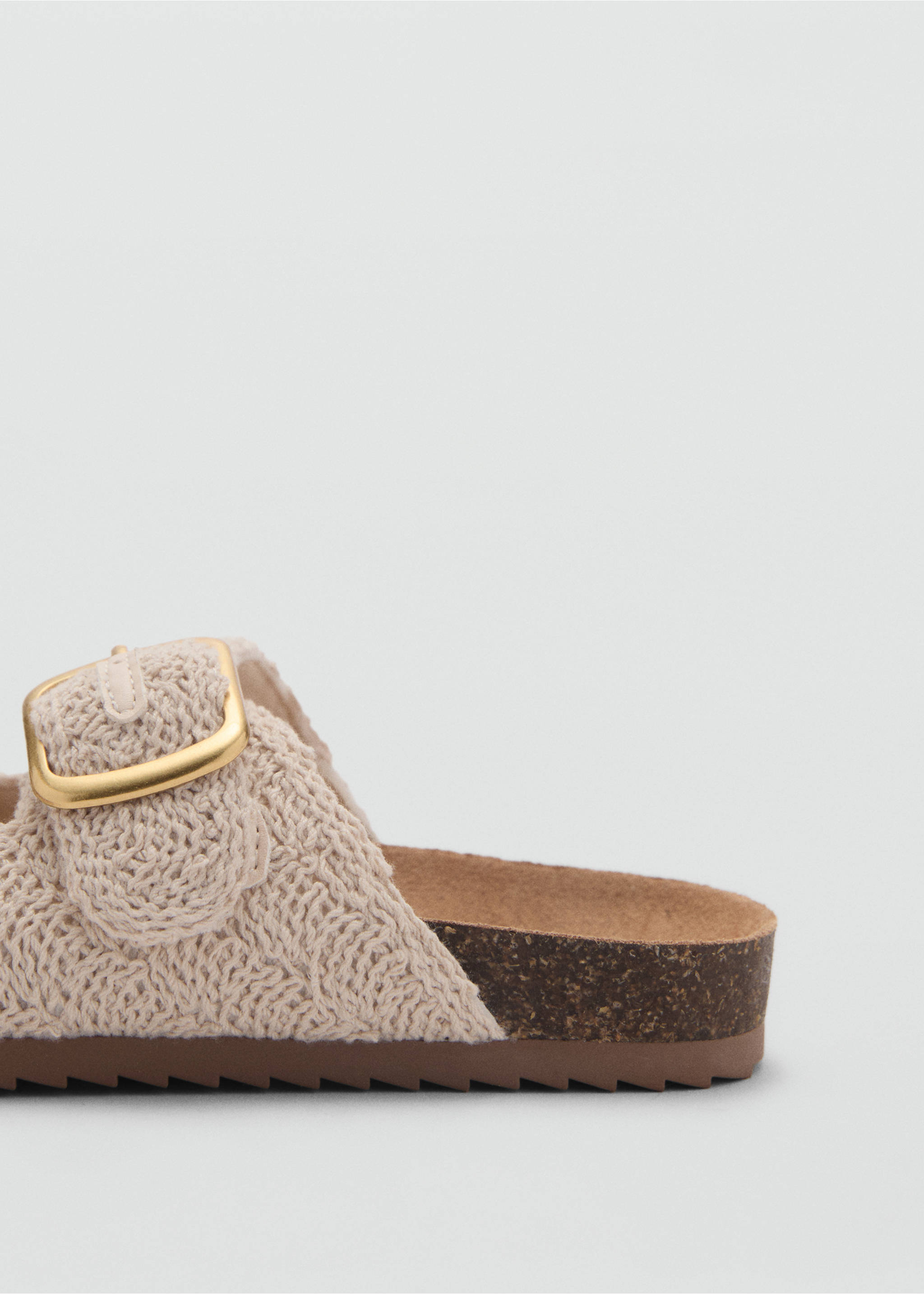 Textured sandals with buckle - Details of the article 1, Off White. Ref: 87016722-00.