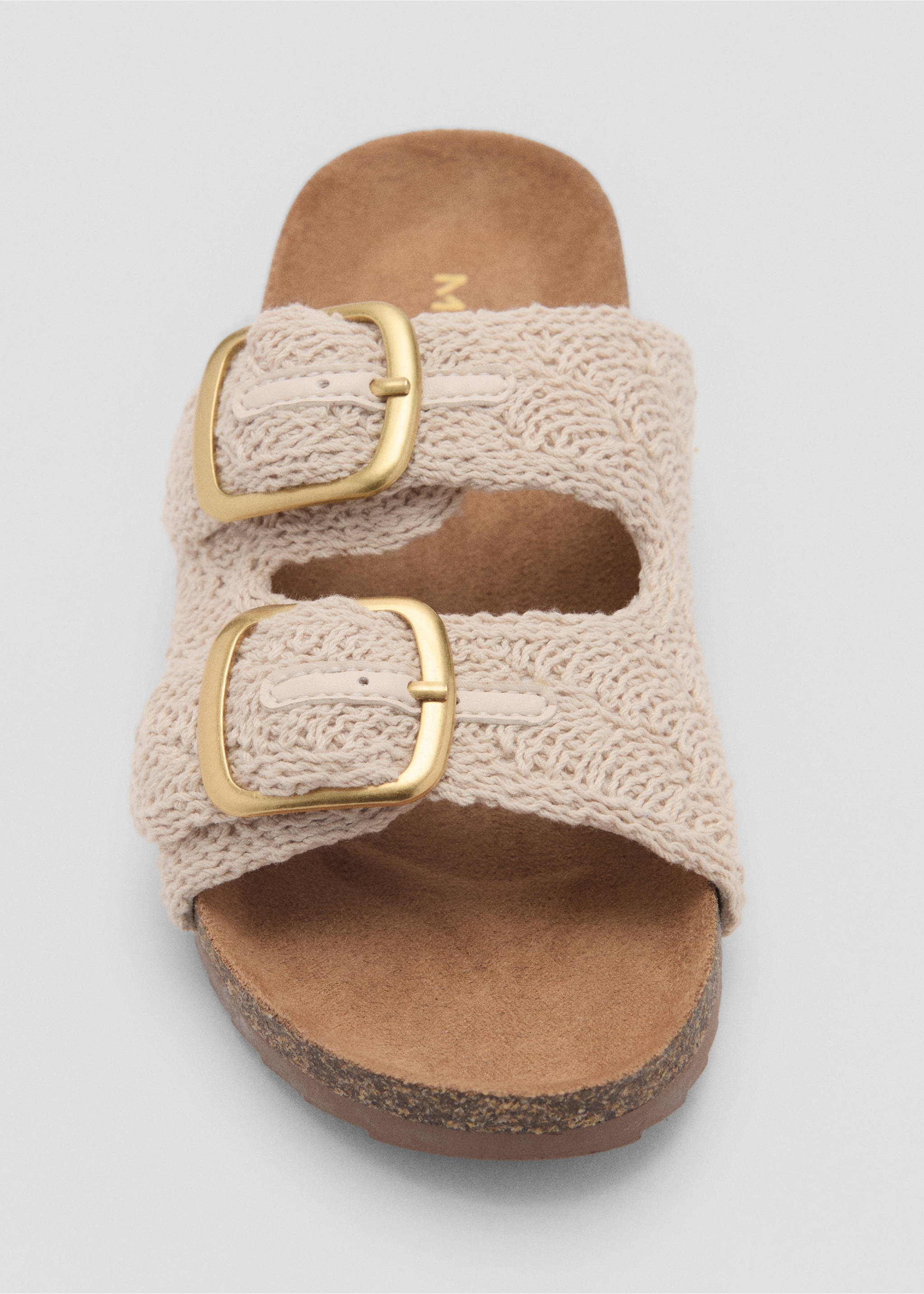 Textured sandals with buckle - Details of the article 2, Off White. Ref: 87016722-00.