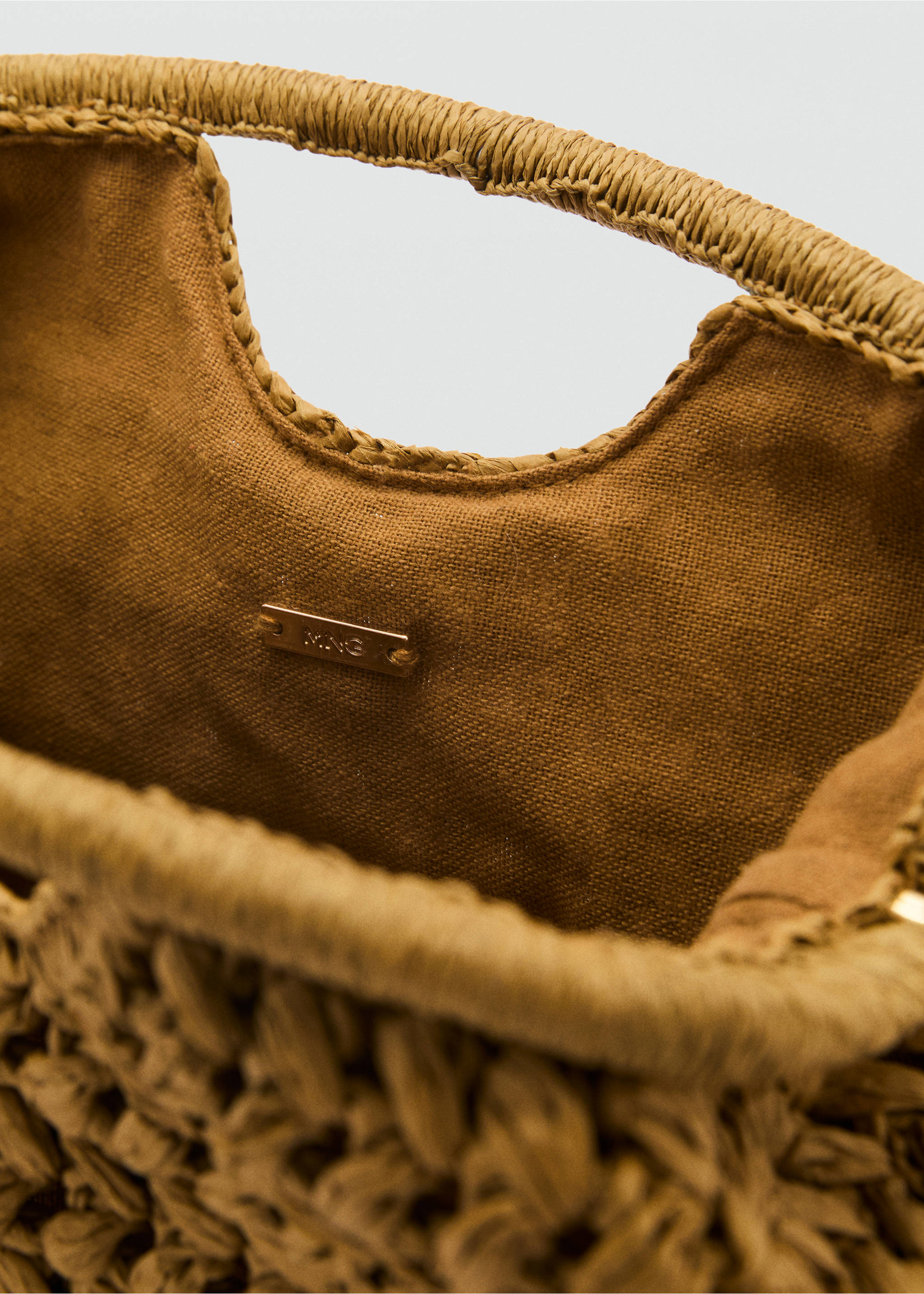 Natural fiber clutch bag - Details of the article 1, Olive Green. Ref: 87017163-00.