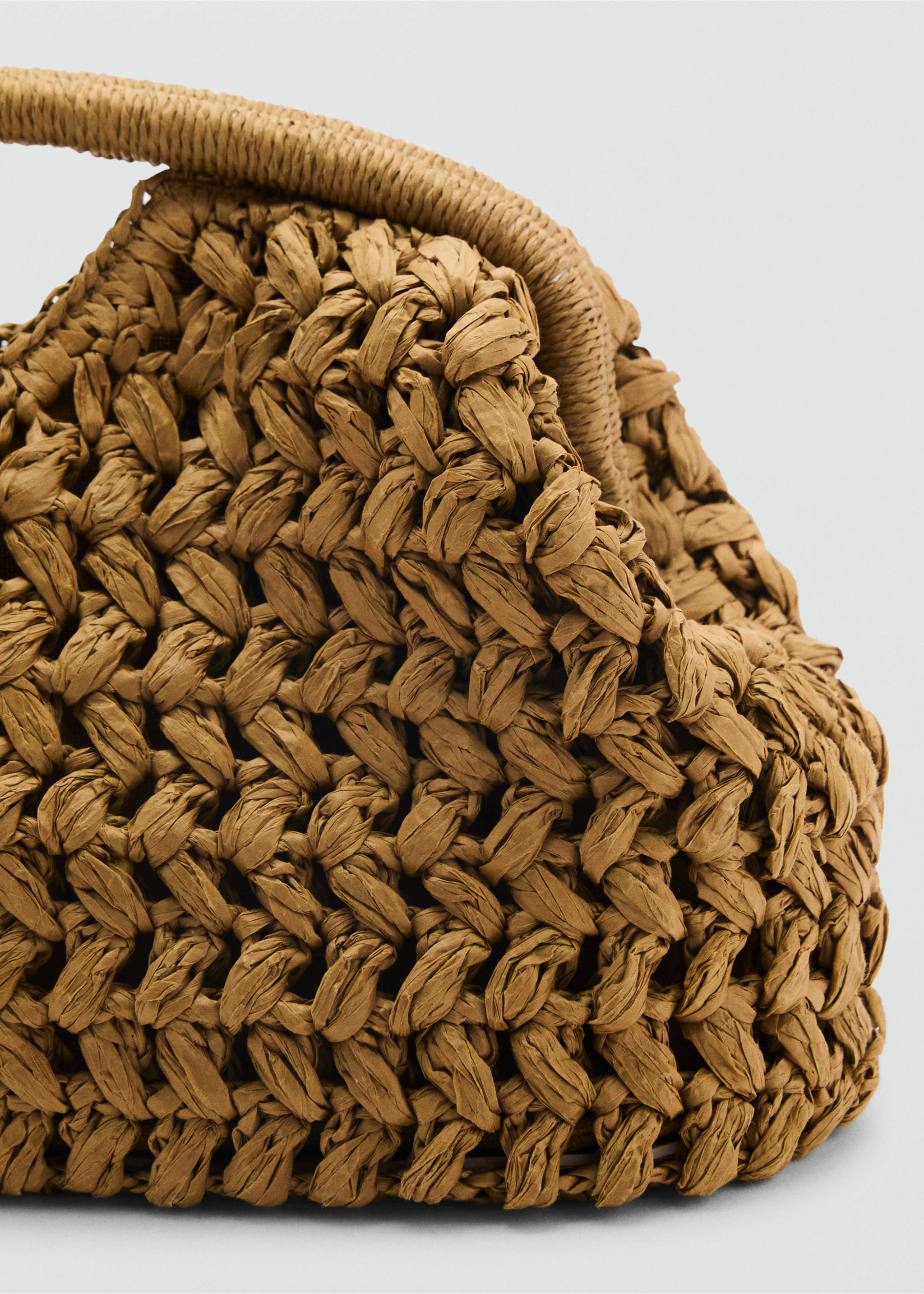Natural fiber clutch bag - Details of the article 3, Olive Green. Ref: 87017163-00.