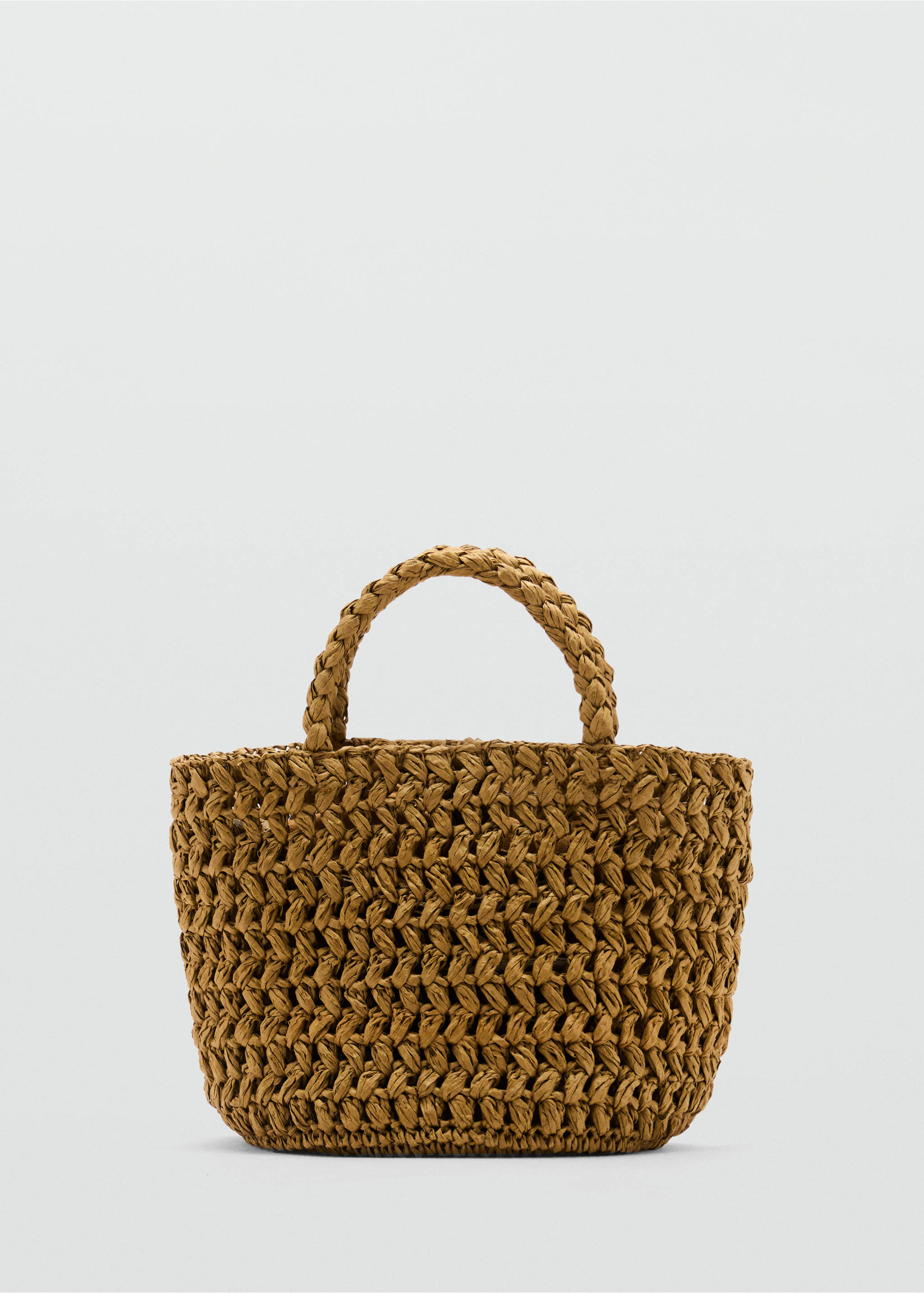 Natural-fibre double-handle bucket bag - Article without model, Olive Green. Ref: 87017164-00.