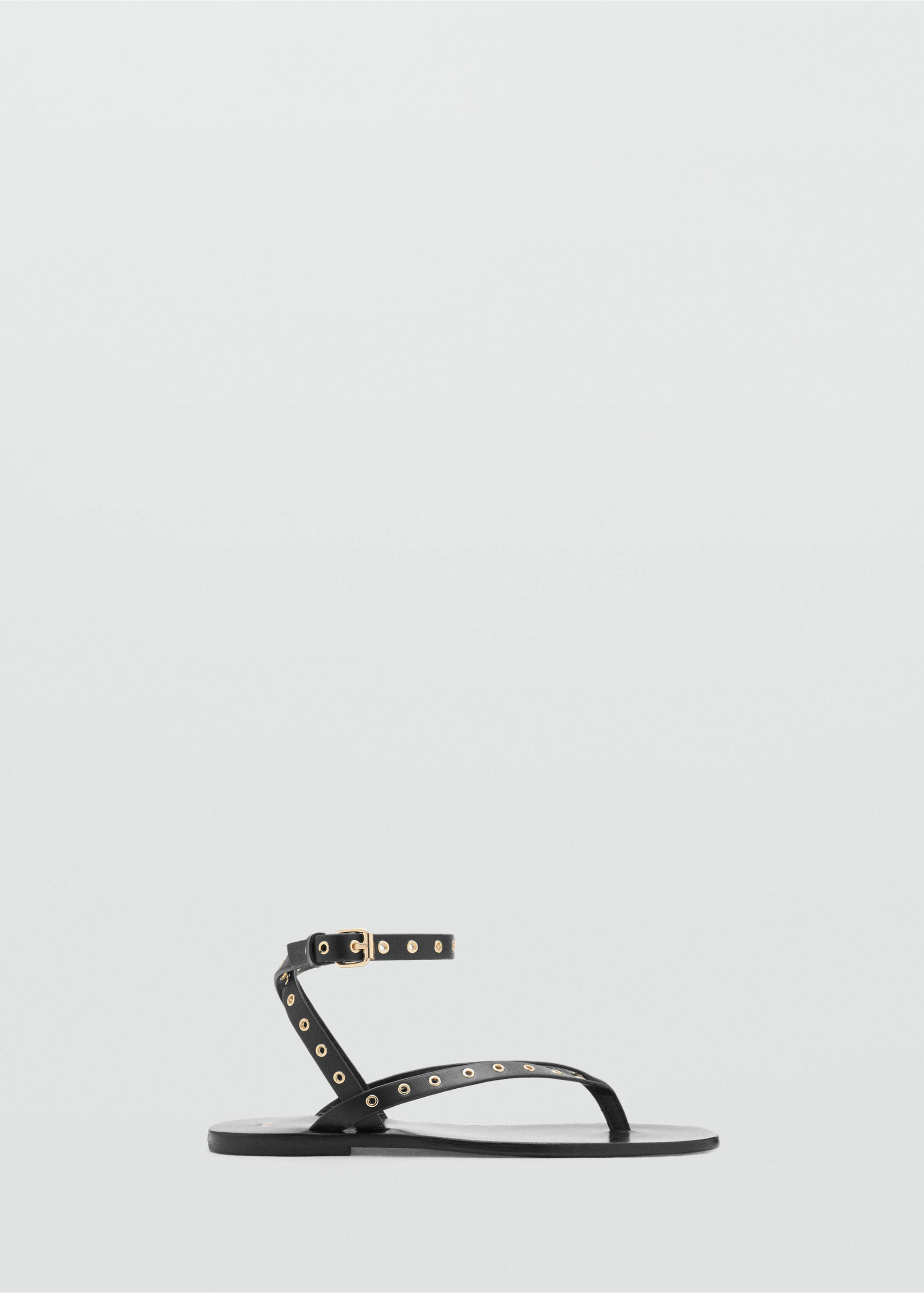 Leather sandals with eyelet straps - Article without model, Black. Ref: 87017169-00.